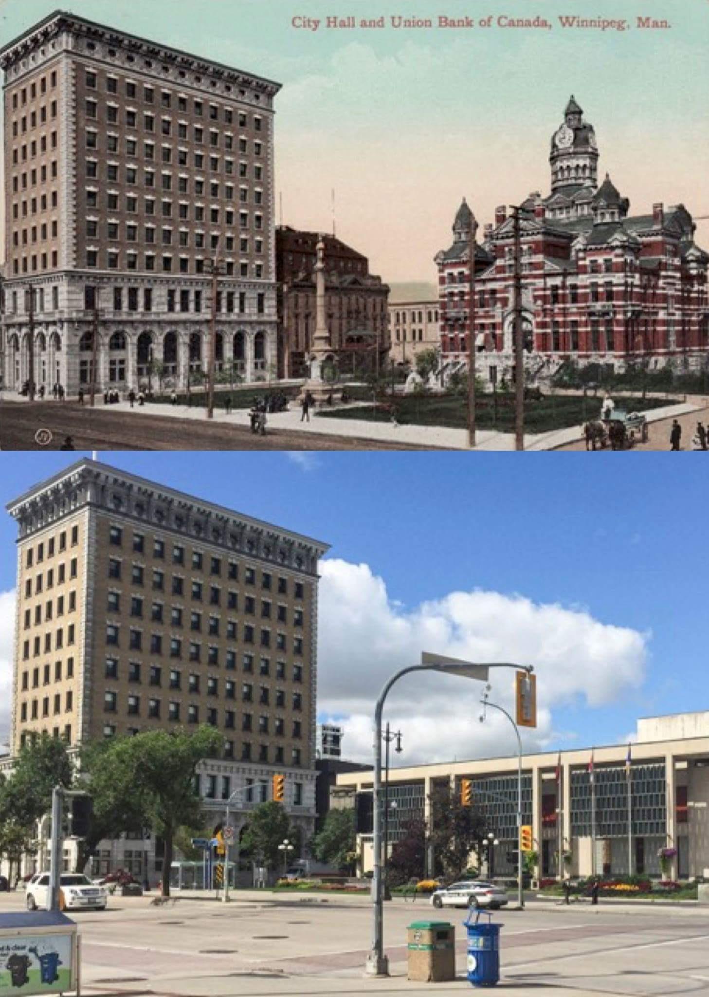 Then & now City Hall and Union Bank Building r/Winnipeg