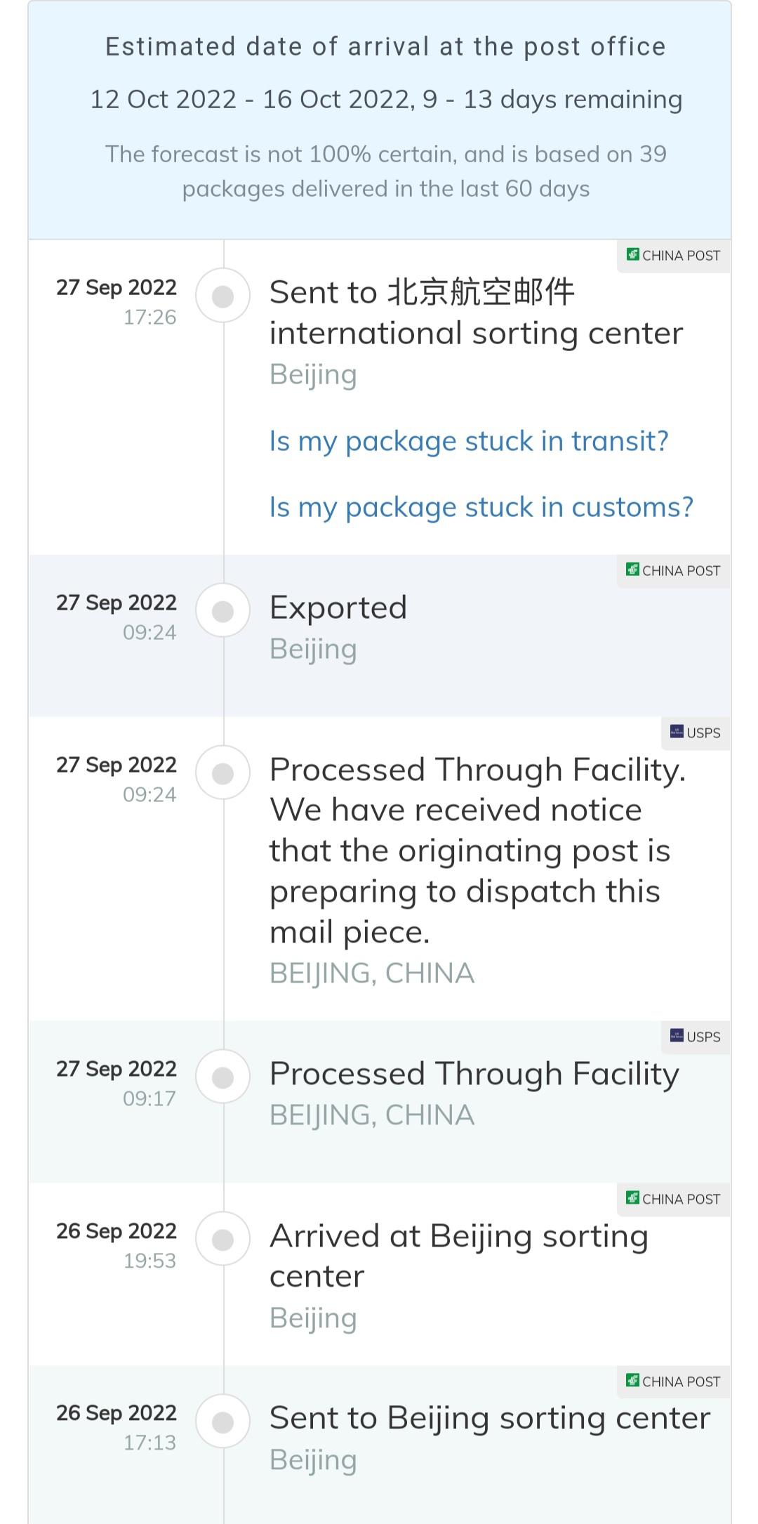 my package has been there for 8 days, will it be possible for it to