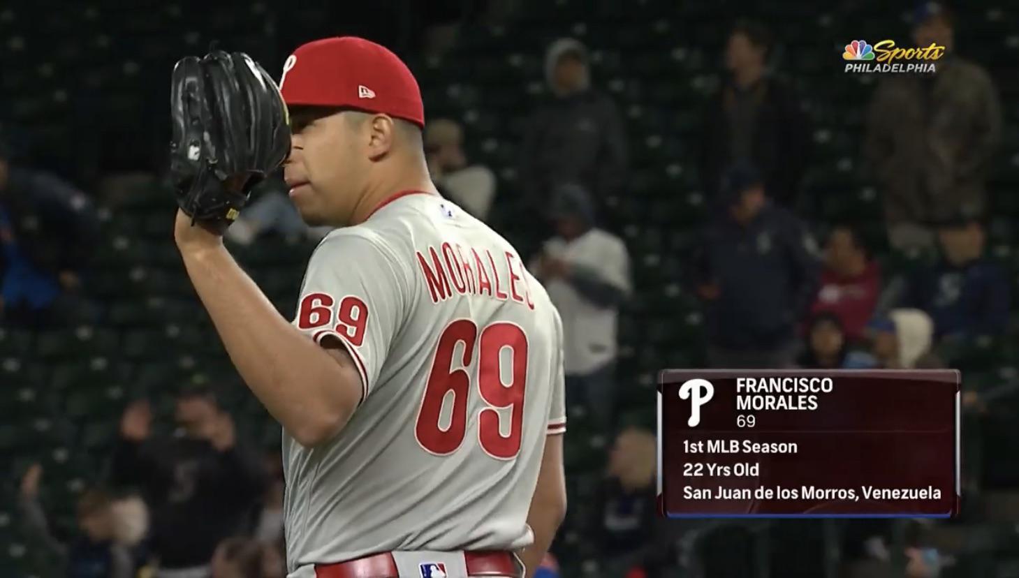 Phillies pitcher Francisco Morales has entered the ballgame for the
