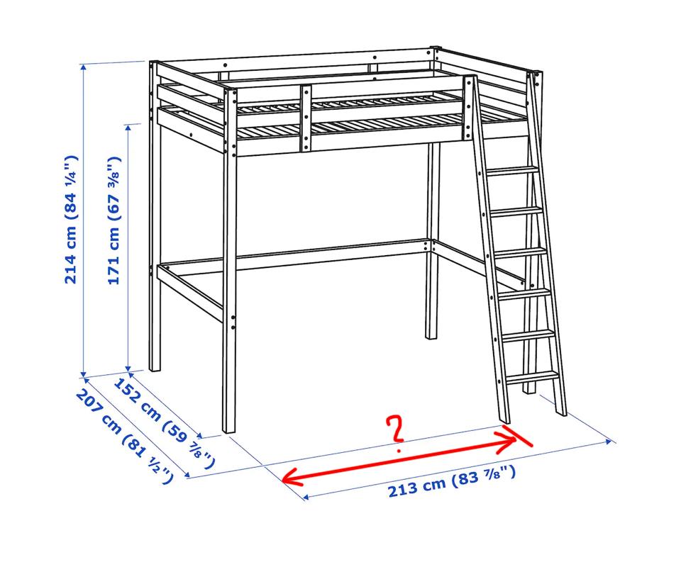 Can anyone tell me the missing measurement (red) of this IKEA Stora bed