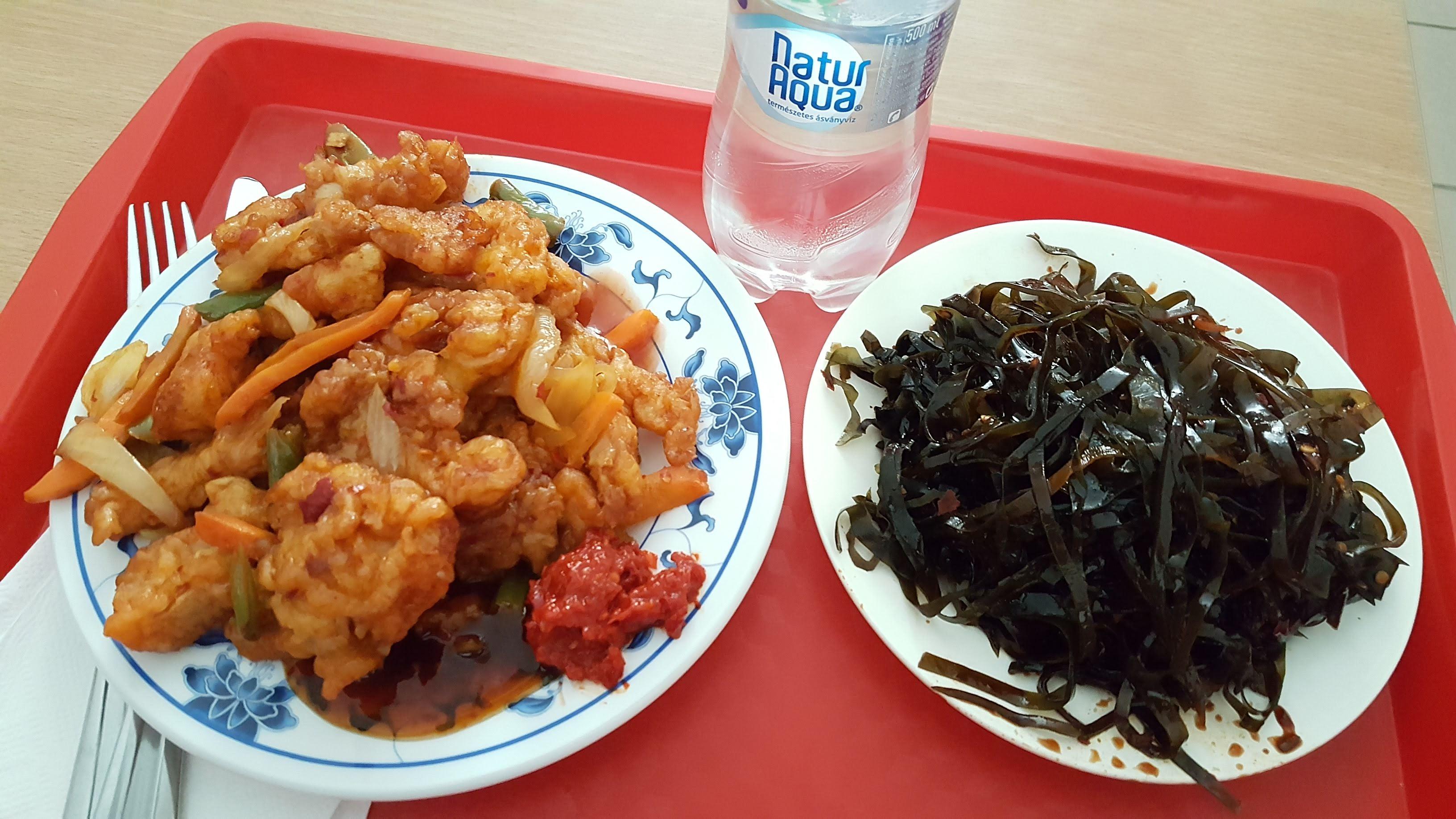 My delicious lunch today Chinese Chilli Chicken & Seaweed Salad (about