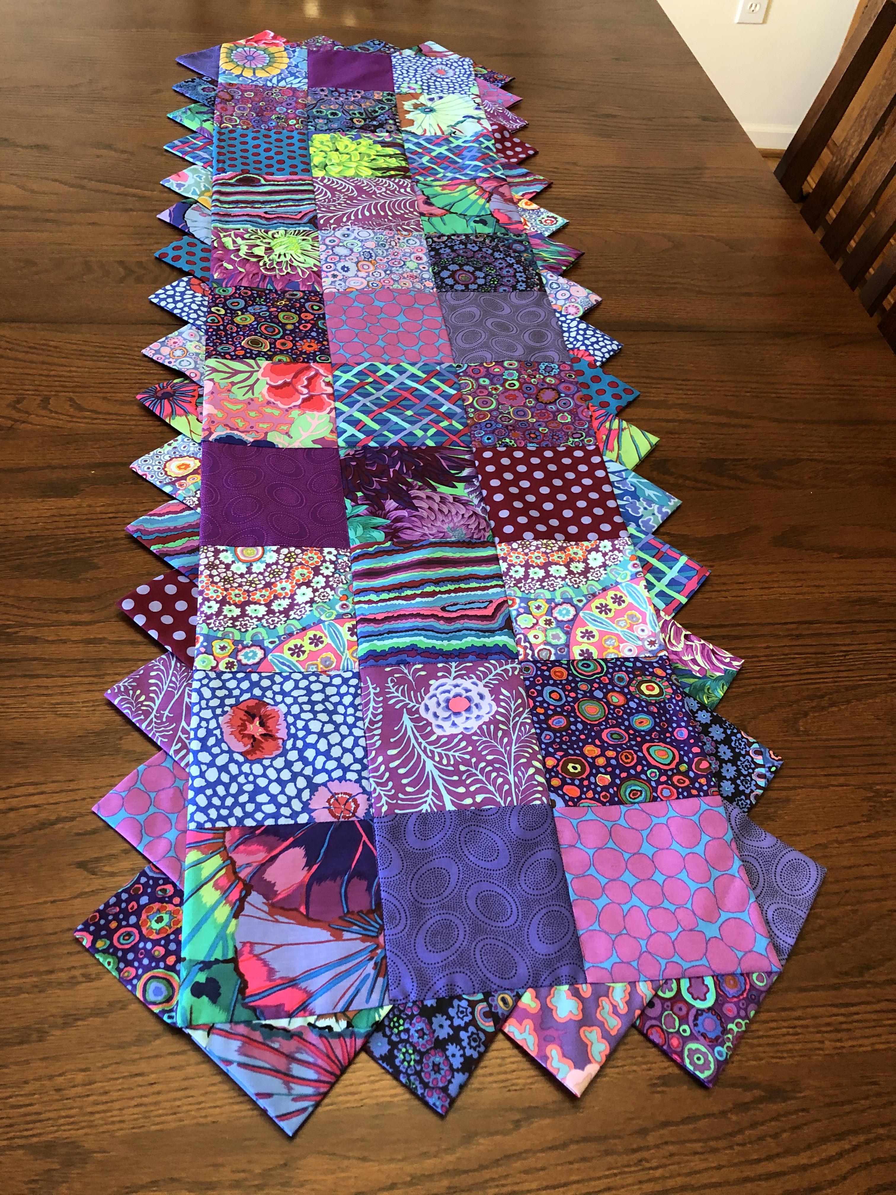Here is my finished prairie point table runner. r/quilting