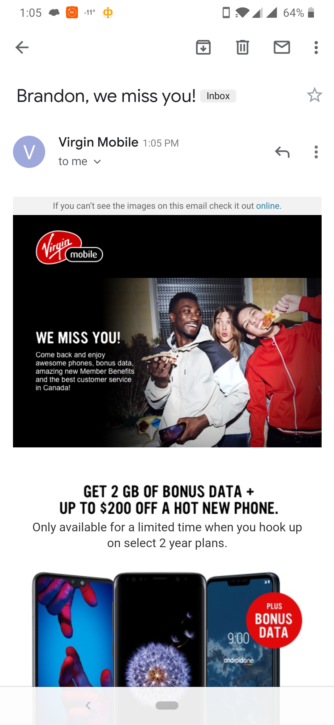 Virgin mobile tried to win me back today. Not going back I'm happy with