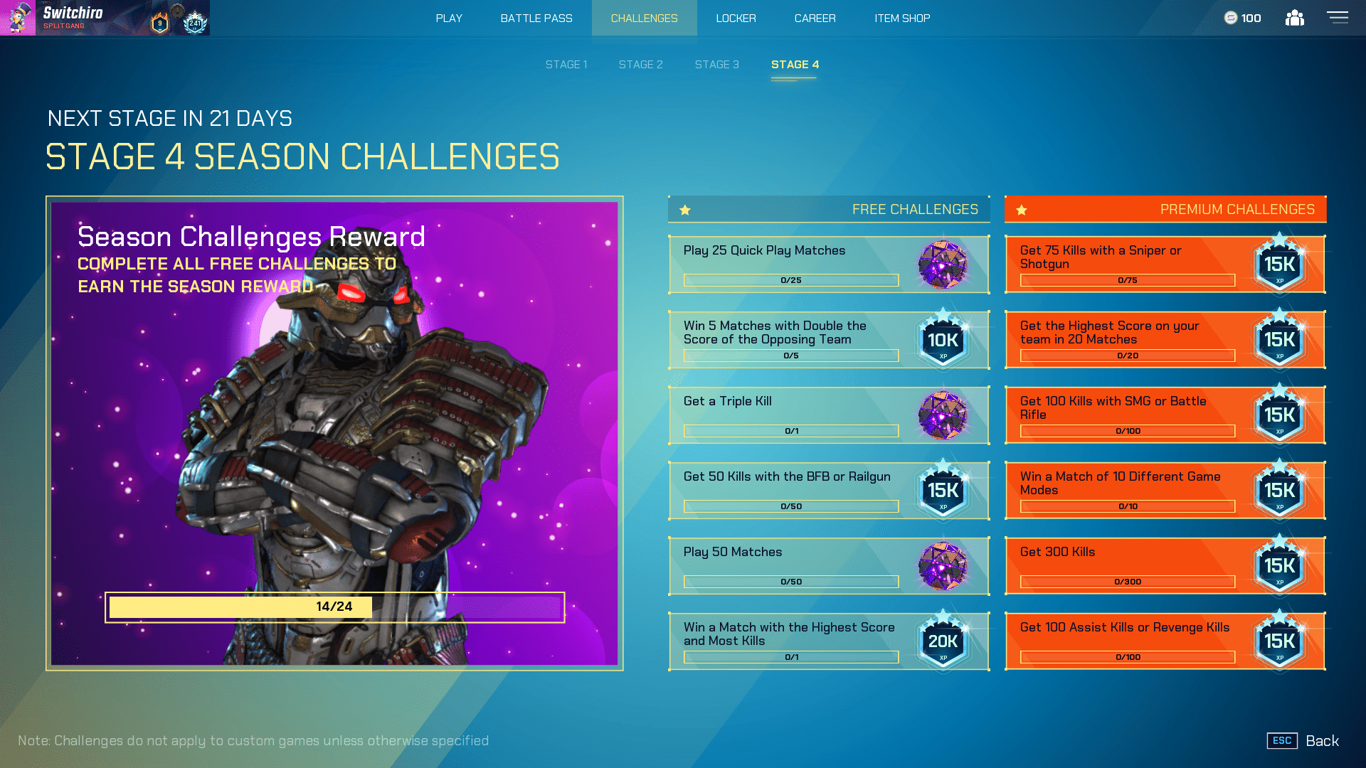 Stage 4 Seasonal Challenges are out. You can now complete all the