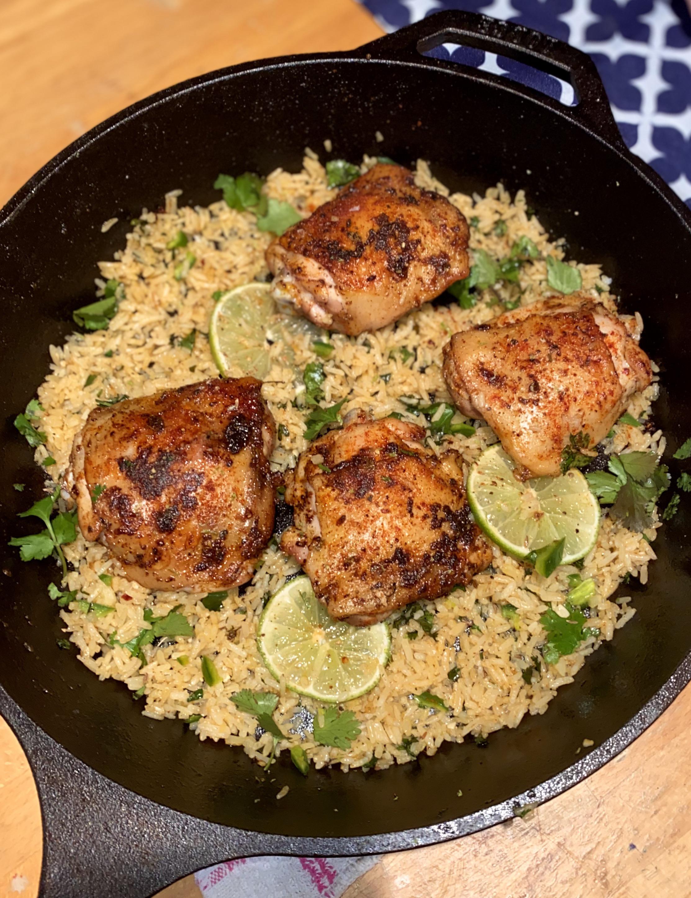 Cajun chicken, seasoned cilantro garlic rice r/tonightsdinner