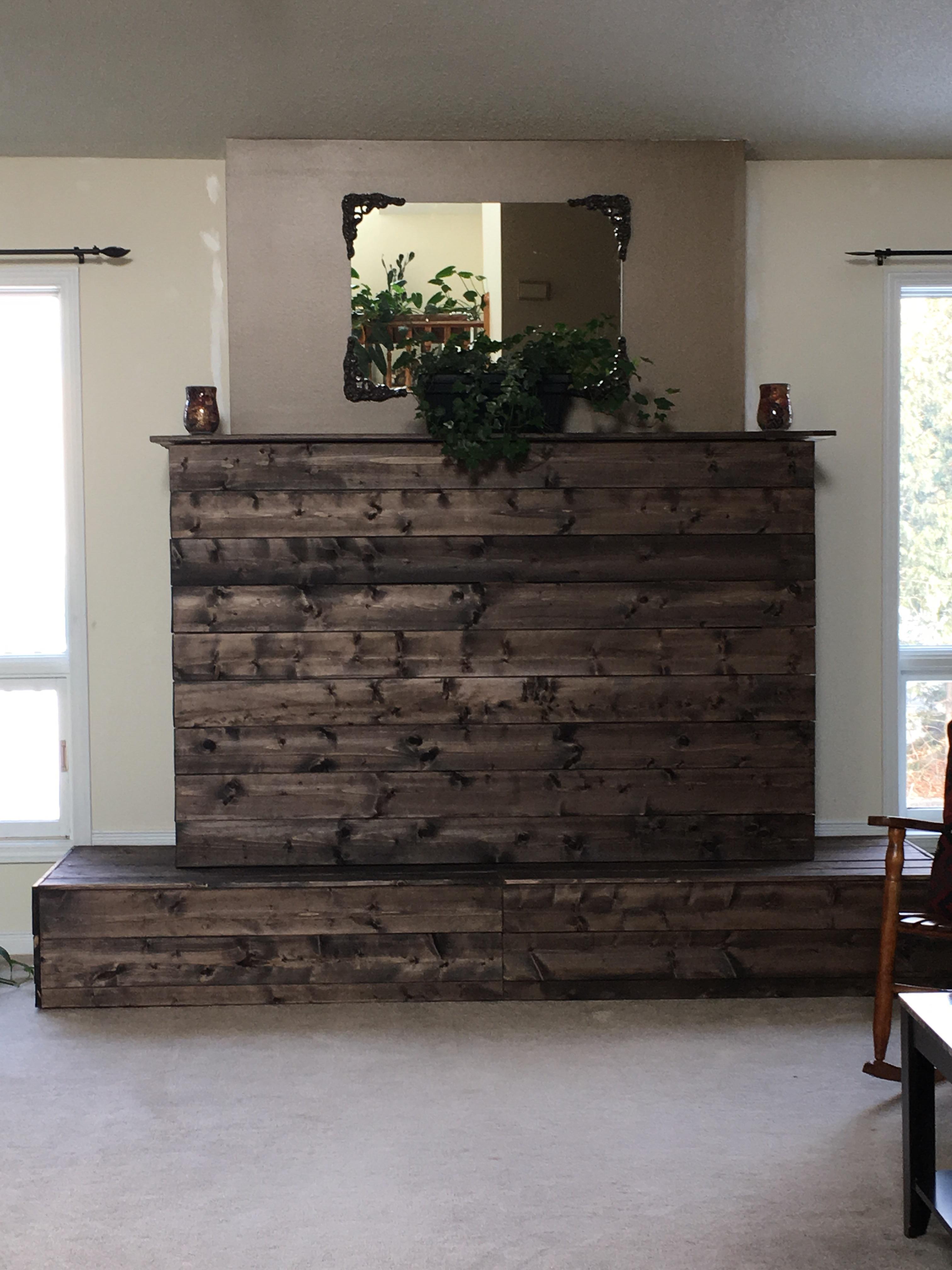 Just made this awesome cover for my fireplace. Spruce with an espresso