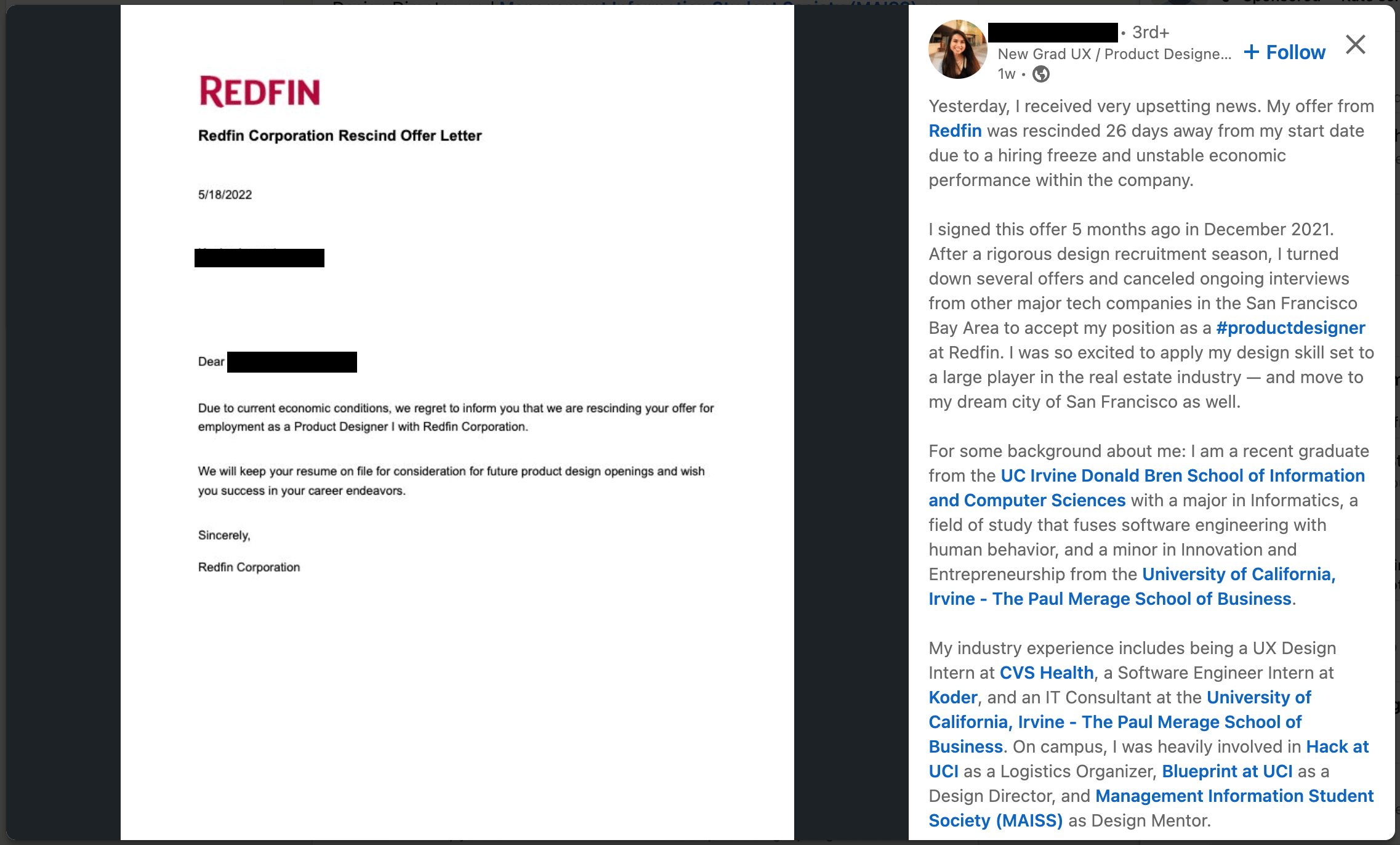 Redfin Corporation Rescinding Job Offers Due To Unstable Economic Conditions r/REBubble