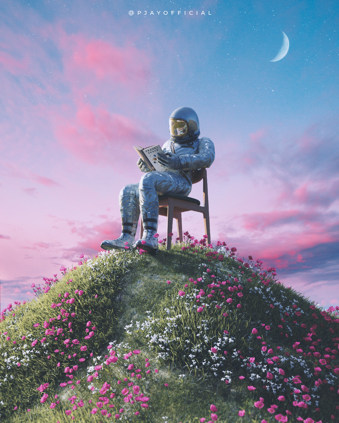 ''Reading and dreaming'' artwork I made using Blender blender