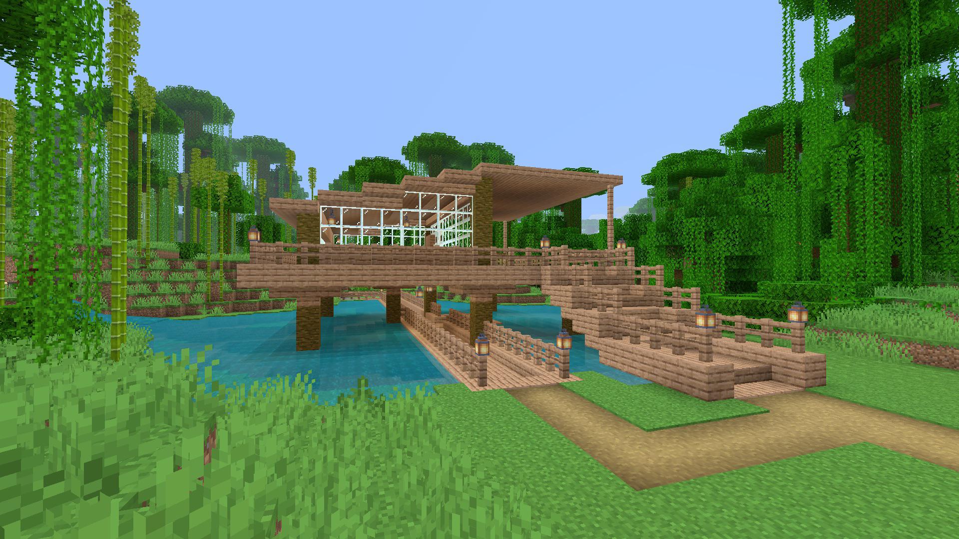 This house i built between a jungle and a bamboo forest r/Minecraftbuilds
