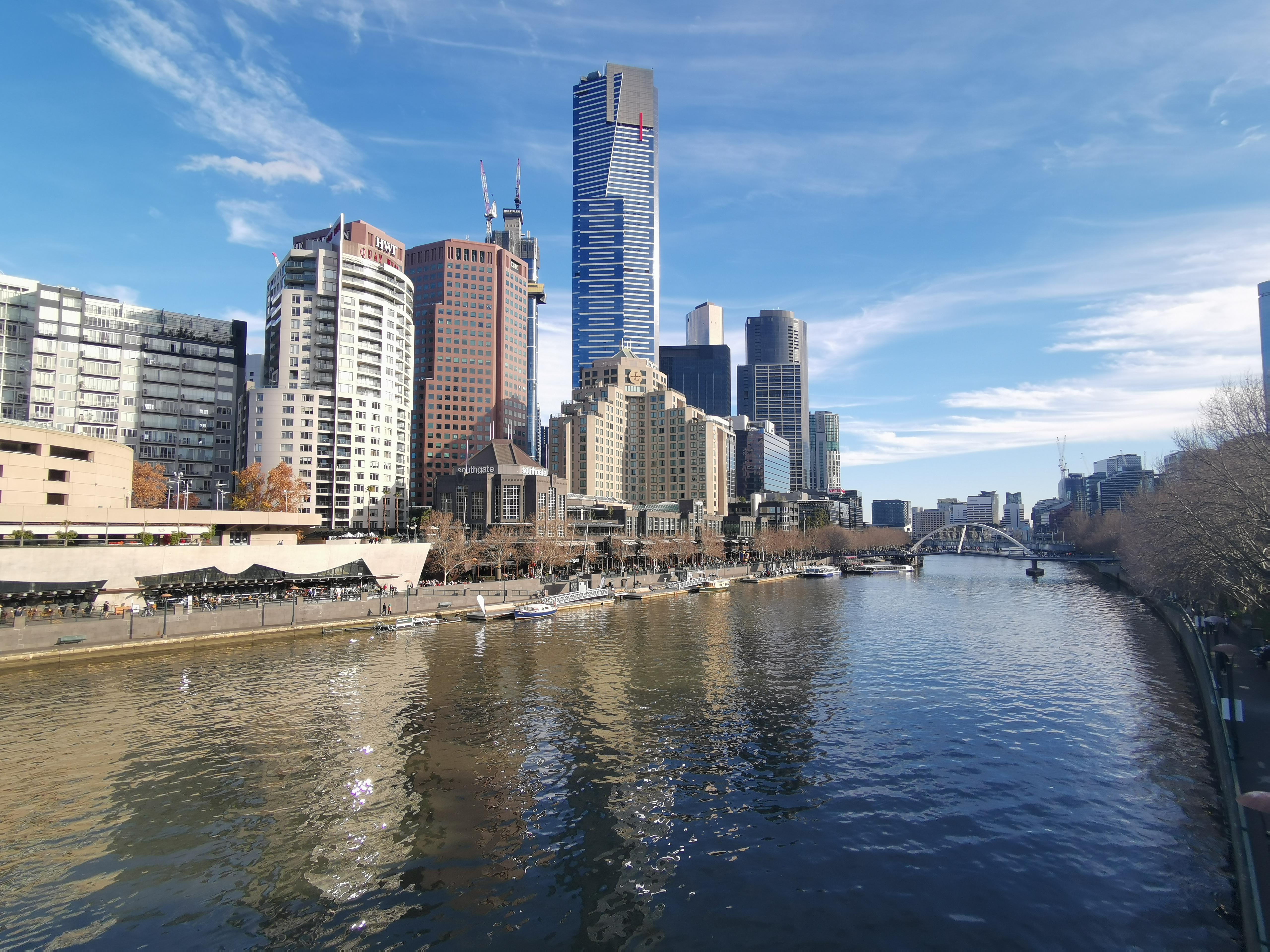 The Yarra River running through the city of Melbourne, Australia. Mate