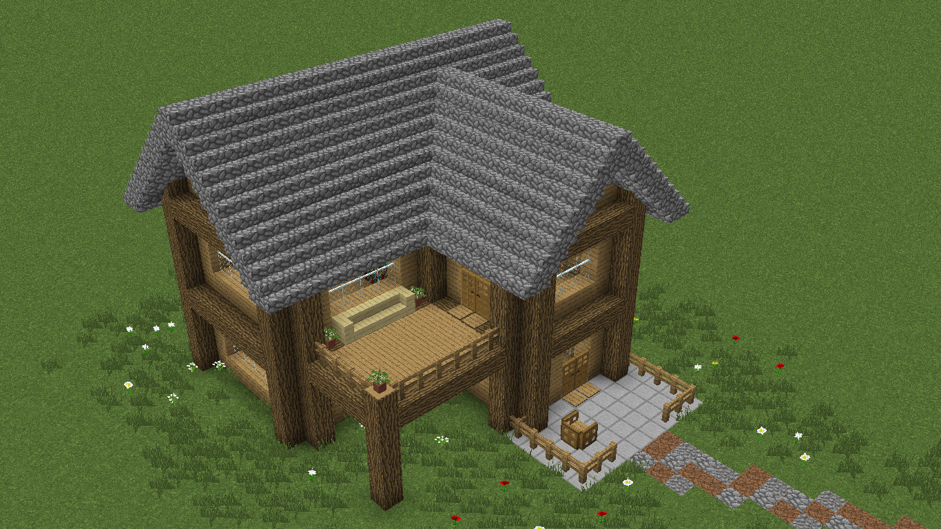 Cobble And Wood House Minecraft Pixel Art Grid Gallery