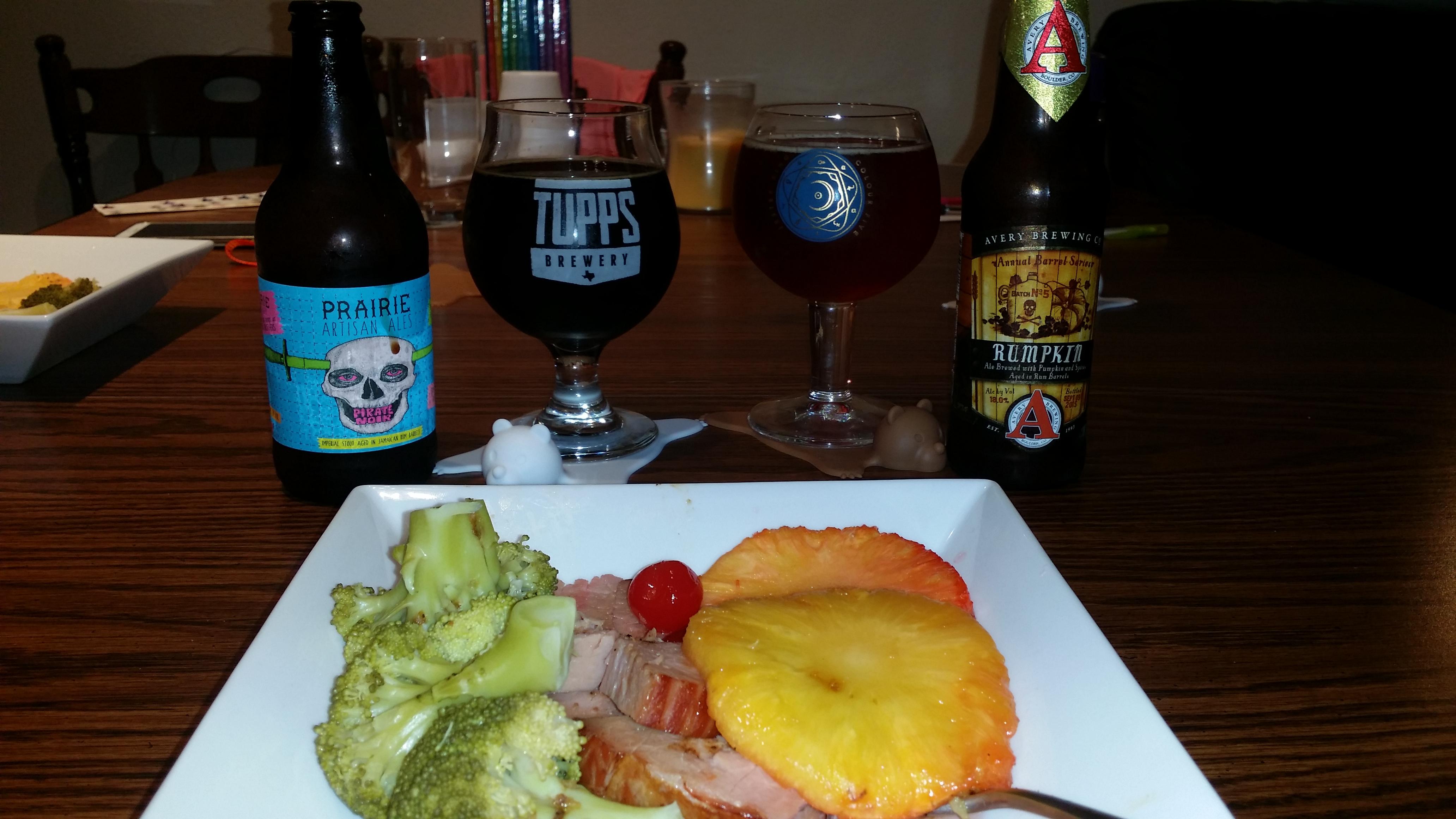 Made some rum ham. Celebrated the occasion with Rum beer. r/beerporn