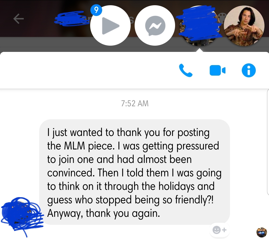 Posted anti MLM articles, ended up helping someone! antiMLM