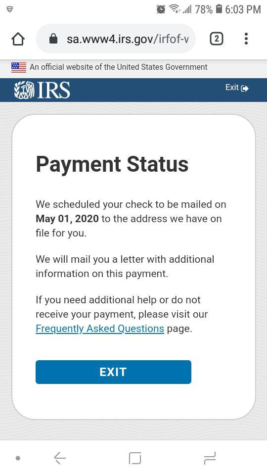 I haven't received it yet. stimuluscheck