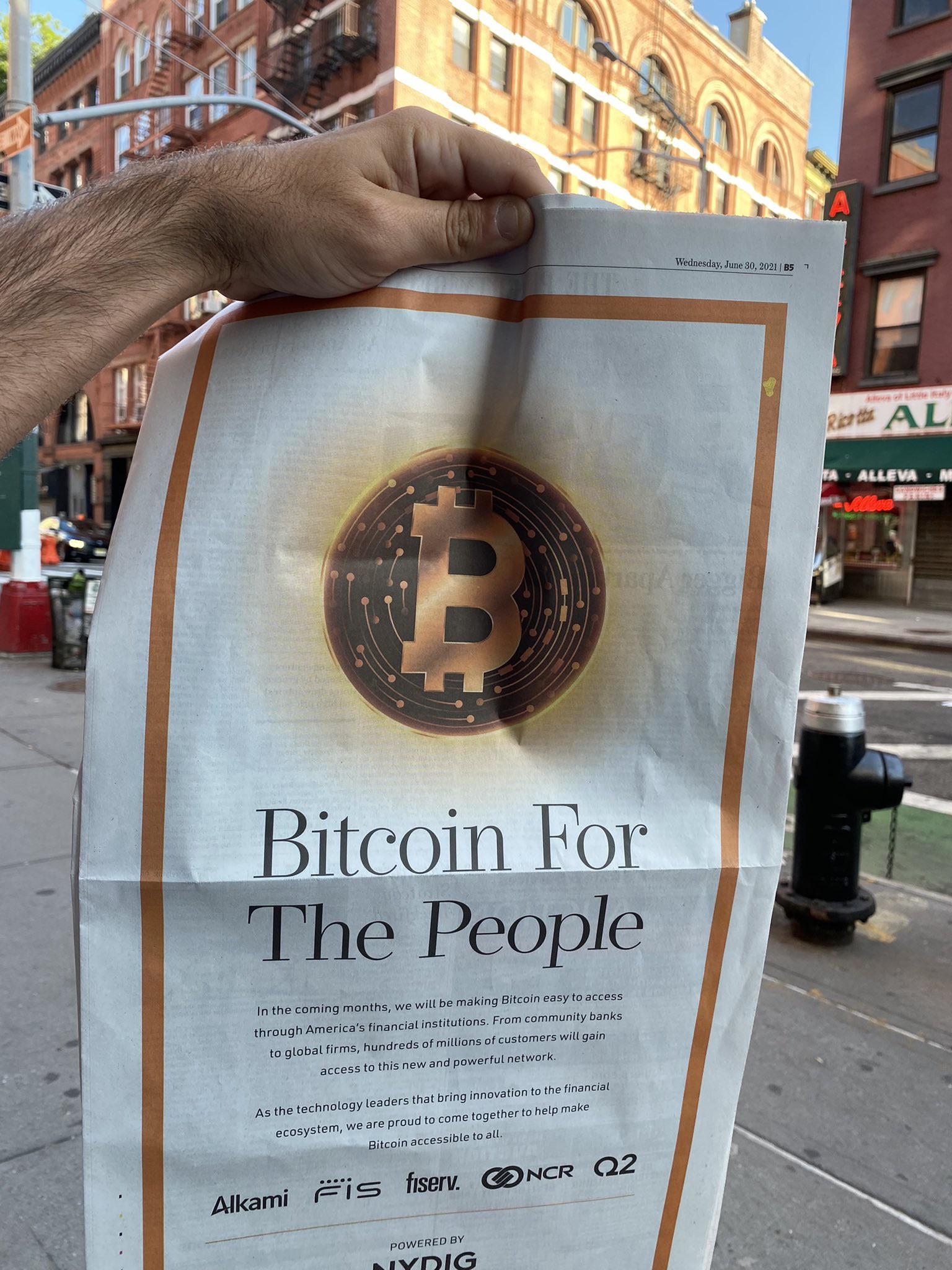 Bitcoin ad in the Wall Street Journal today from NYDIG. r/Bitcoin