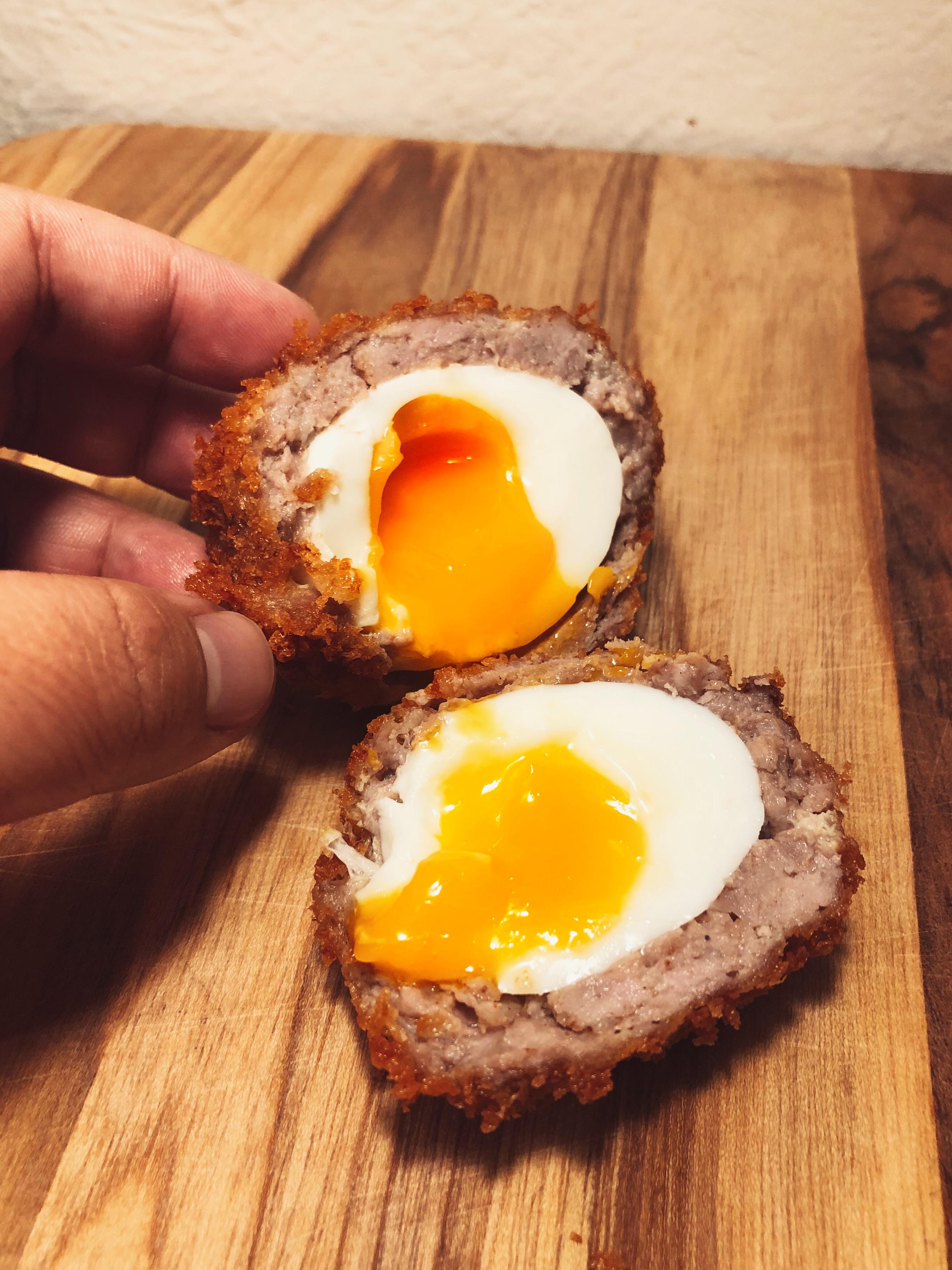 Homemade Very Runny Scotch Egg [OC] FoodPorn