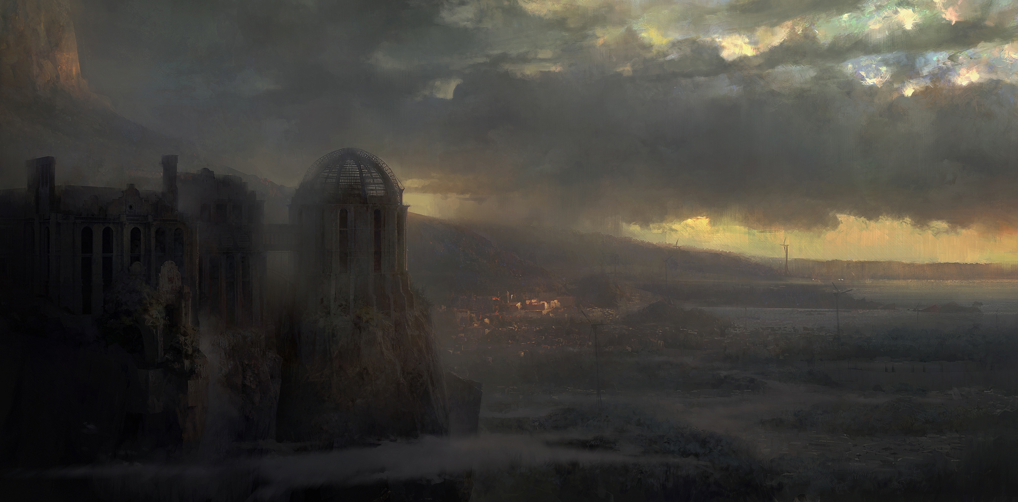 The Clockwork Mansion 3500 × 1726 r/wallpapers