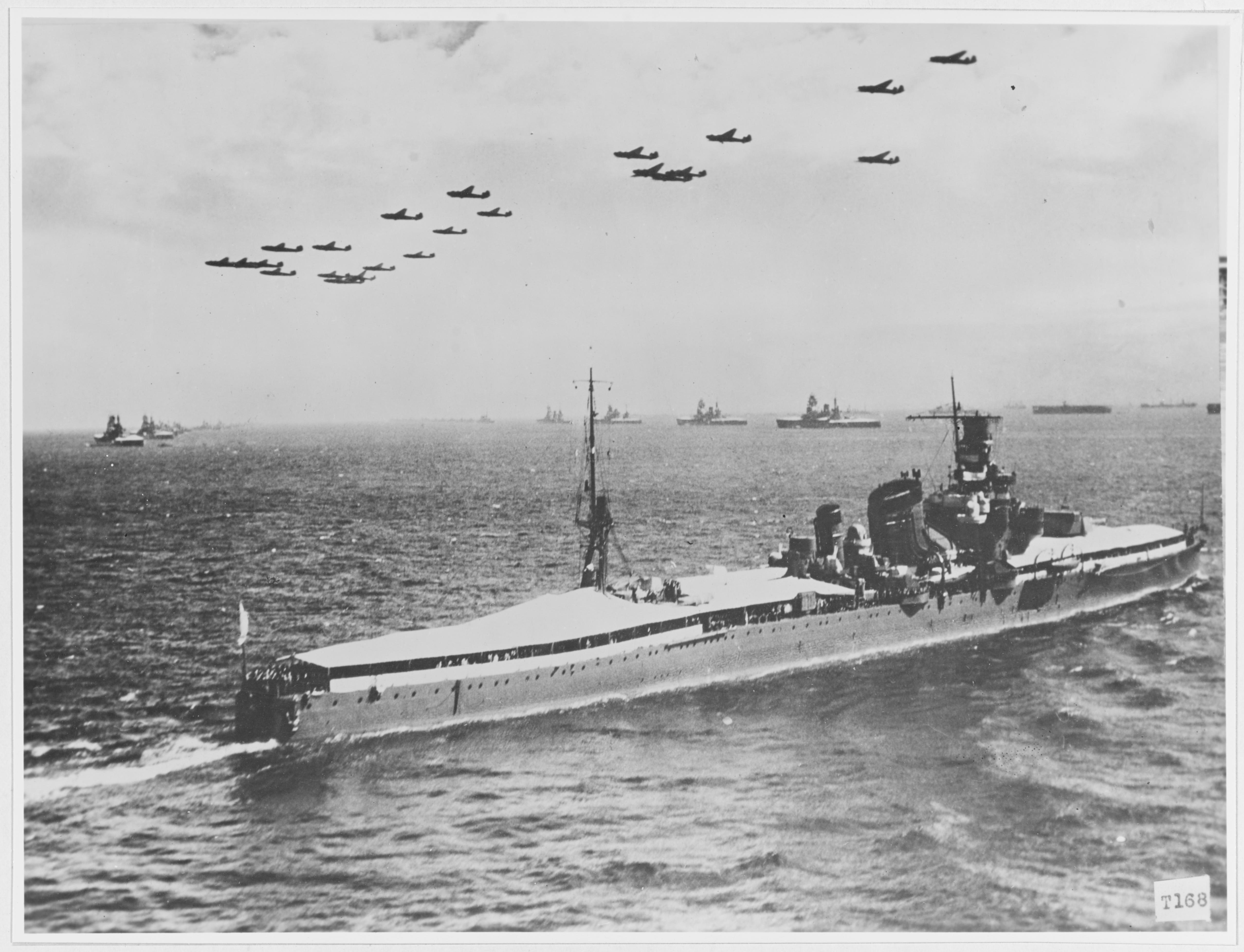 Japanese heavy cruiser Kako at the Yokosuka Naval Review celebrating
