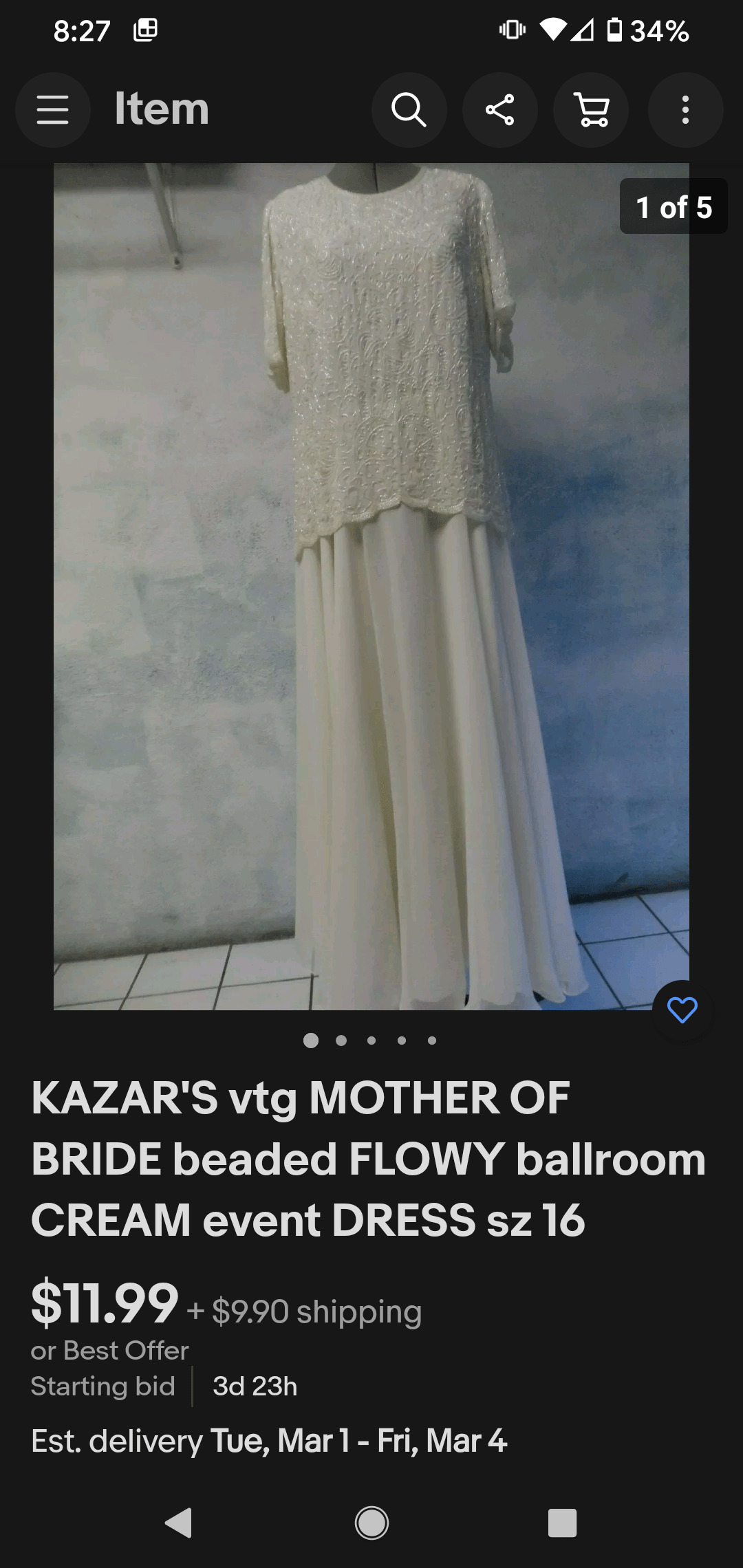 Seen on eBay "mother of the bride dress" aka a beaded white gown on