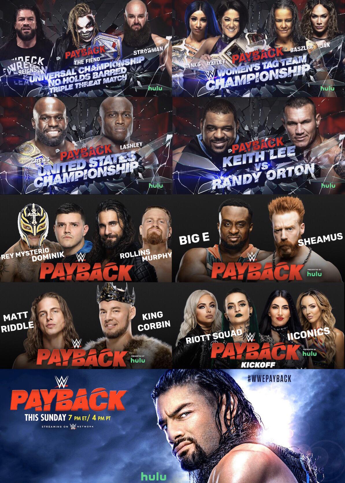 WWE Payback 2020 Match Card r/SquaredCircle