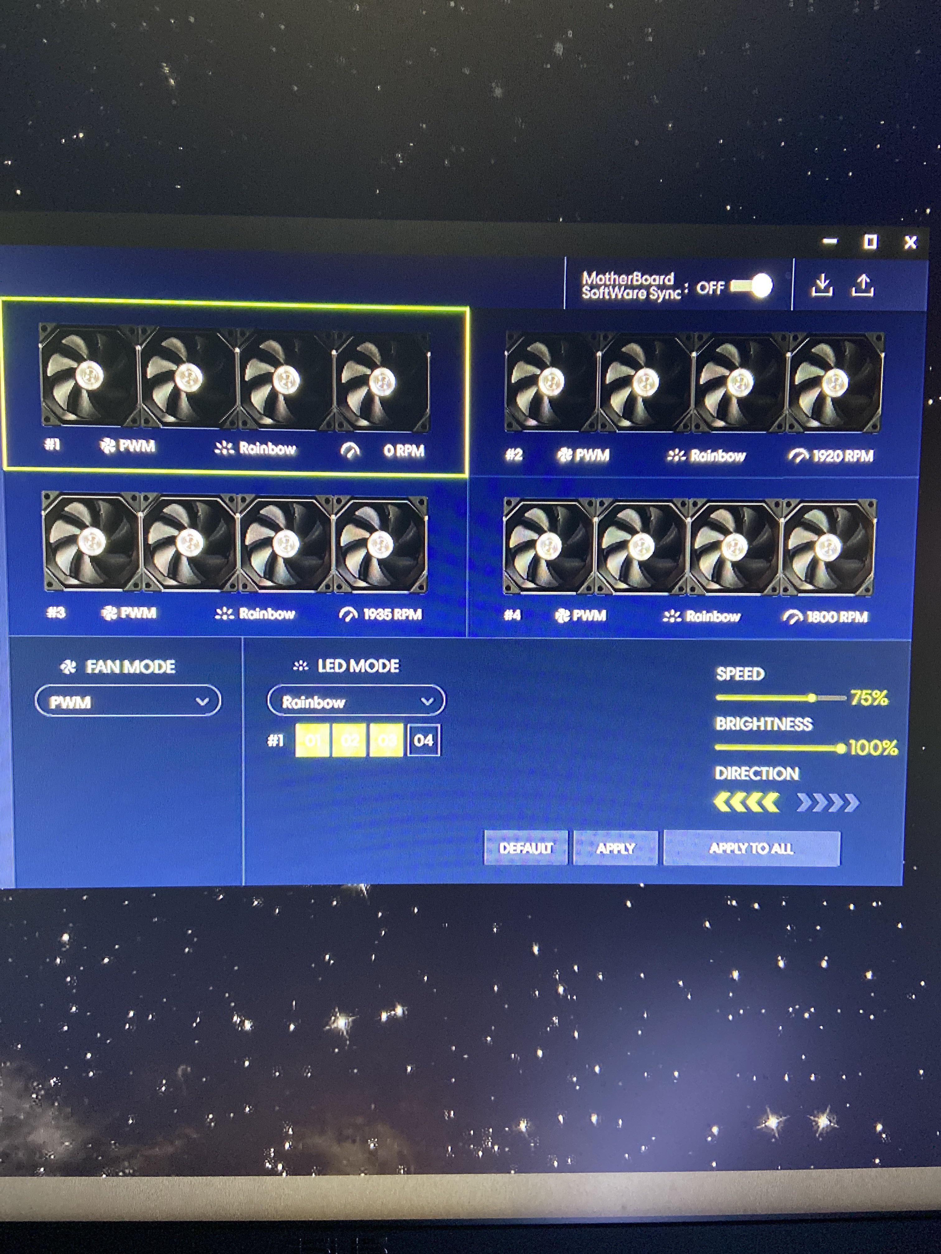 Lian li unifans working at full speed and front fans not working, i