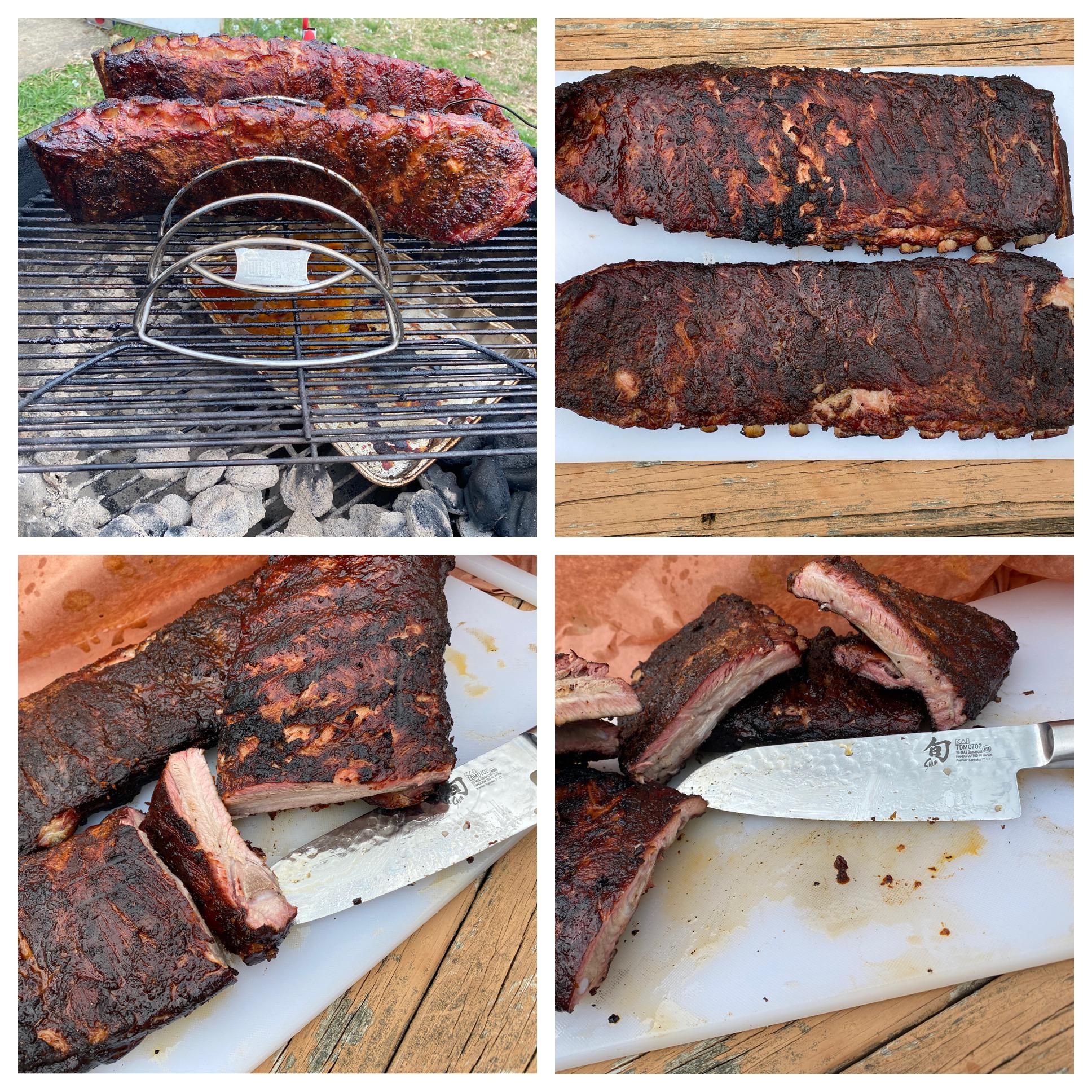 St Lois Ribs done on the er Kettle with mesquite. One is sweet and