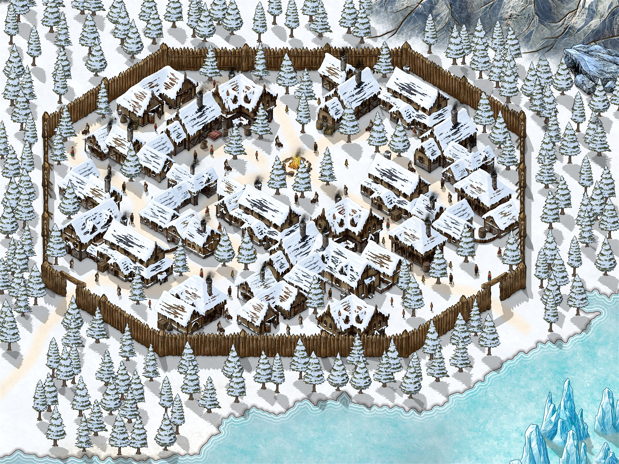 D&D Snow Village Map Oc]Day 15, Snowy Village Near The Mountains For Today! : R/Dnd