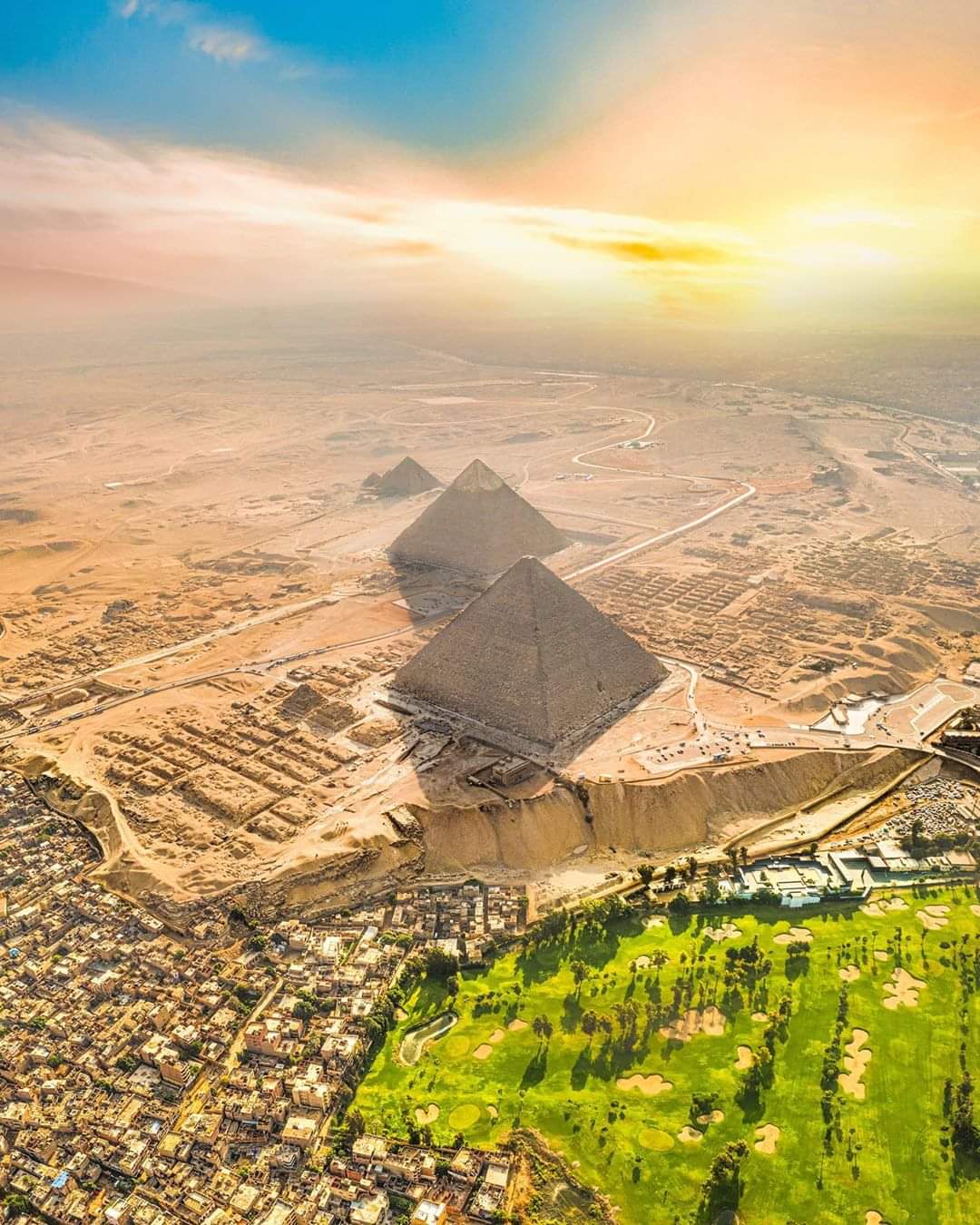 Aerial view of the Pyramids of Egypt r/interestingasfuck