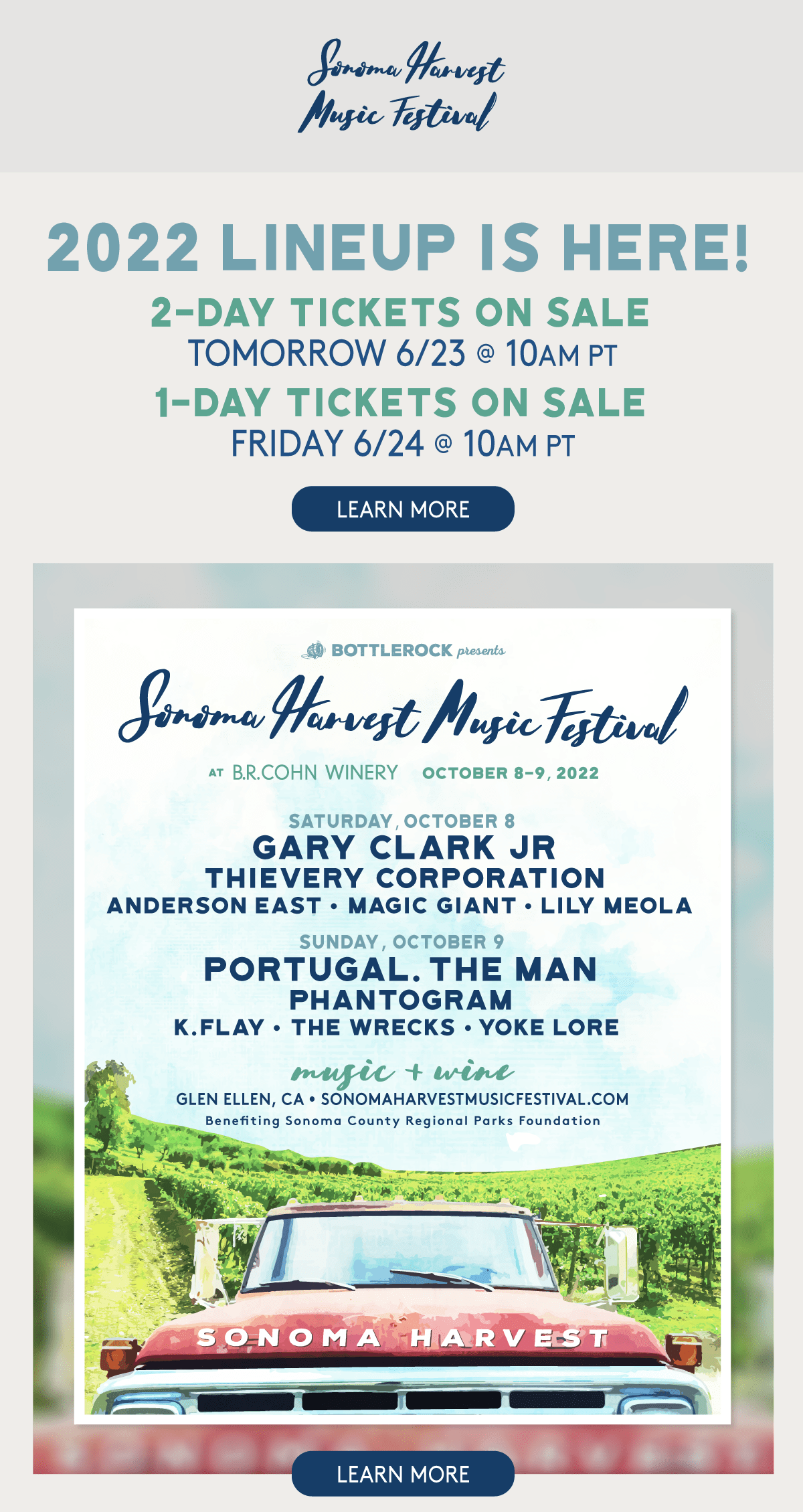 Sonoma Harvest Winery Festival Lineup Dropped Today (by the BottleRock