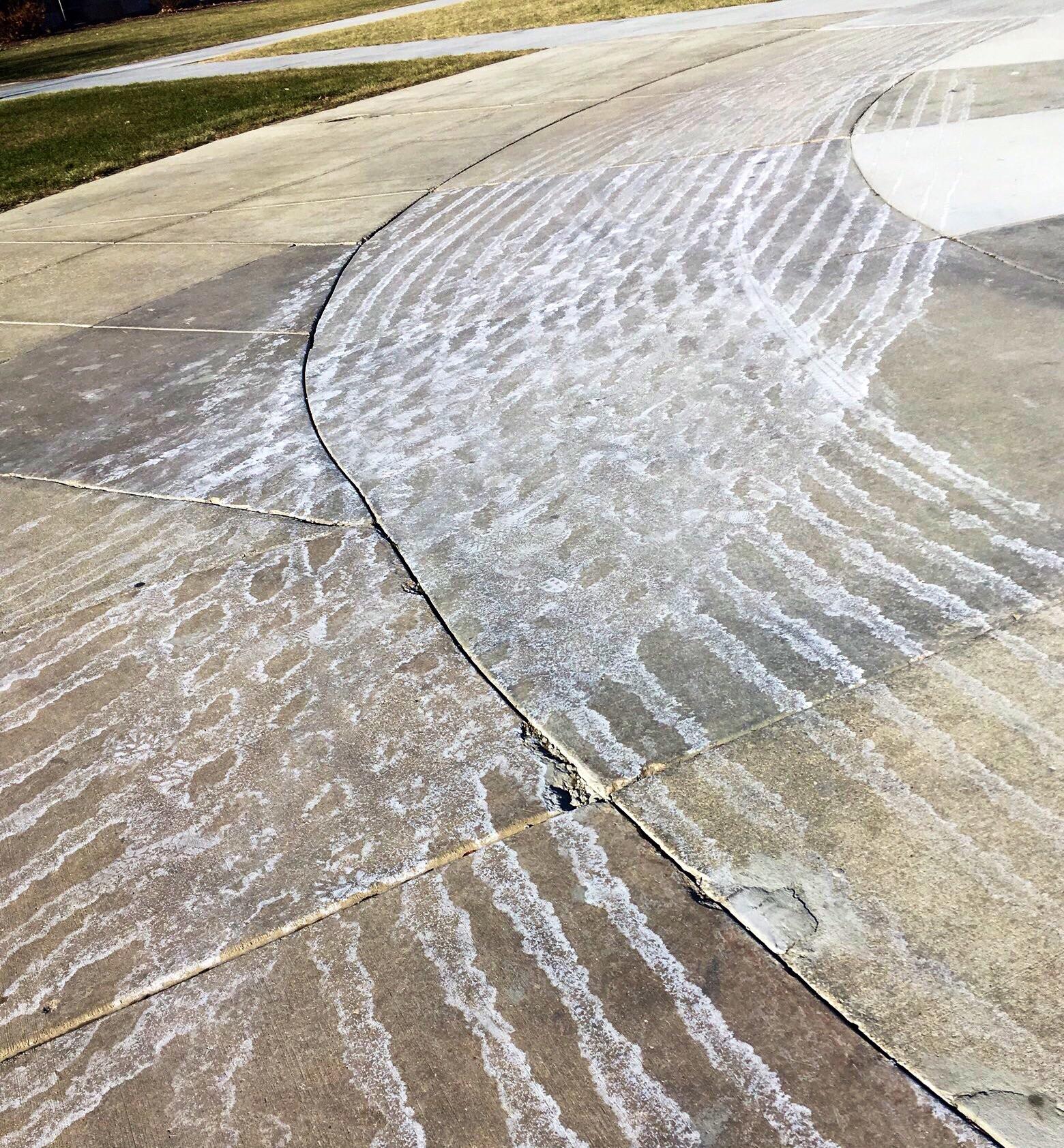 These streak marks on the sidewalks this morning? I saw some wet and