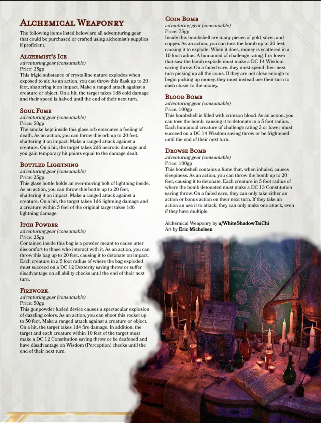 Alchemical Weaponry More Items to Craft with Alchemist's Supplies r