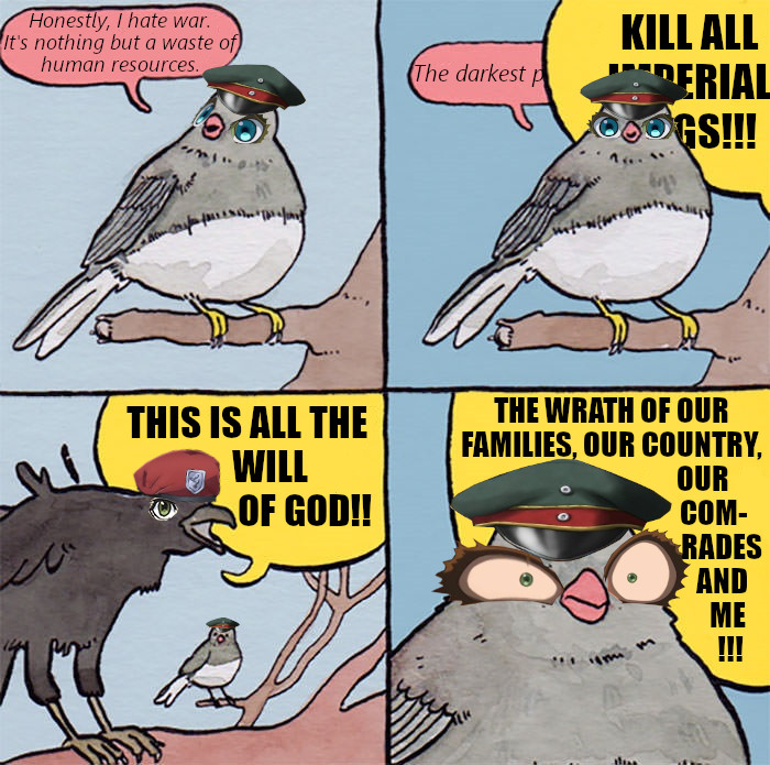 Interrupting bird meme. (._. ) YoujoSenki