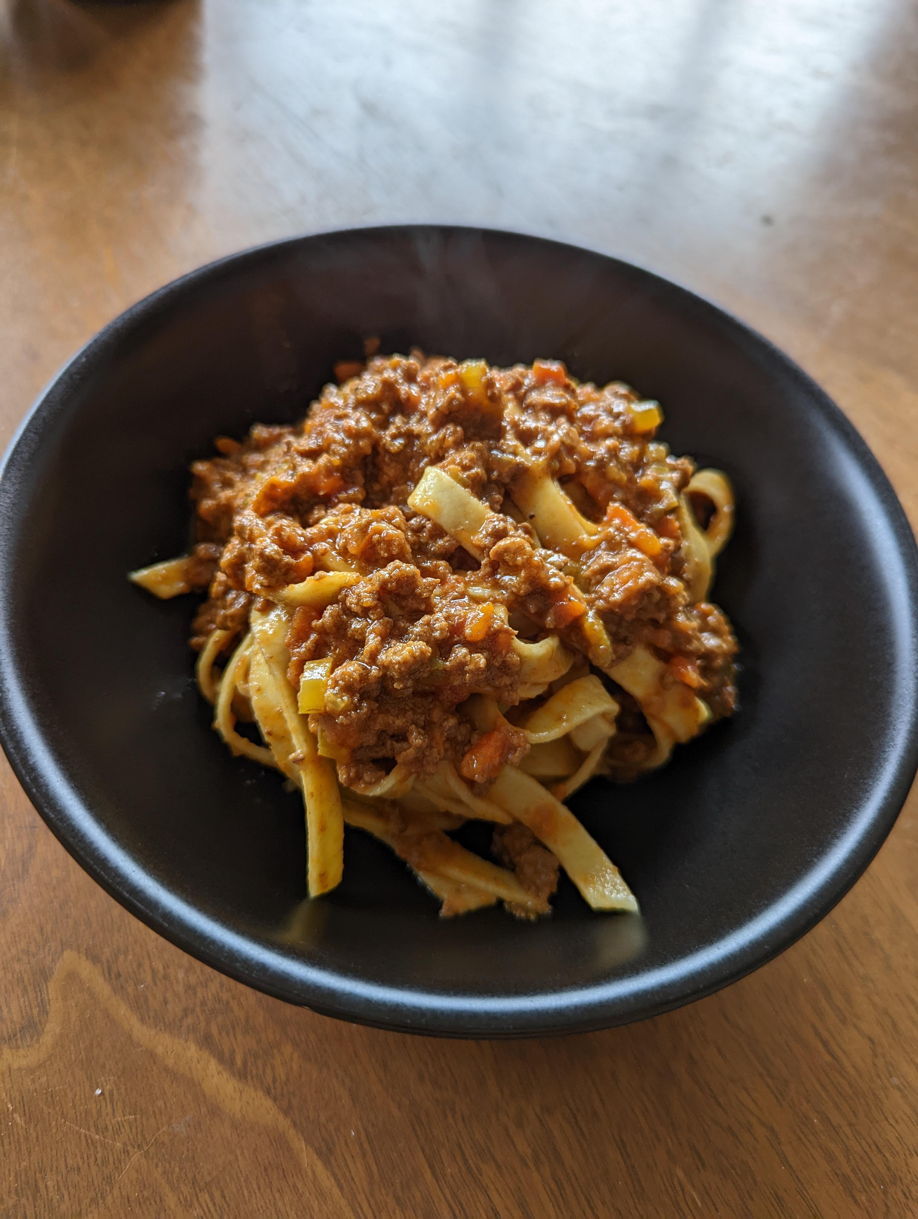 First time Bolognese with homemade tagliatelle. r/pasta