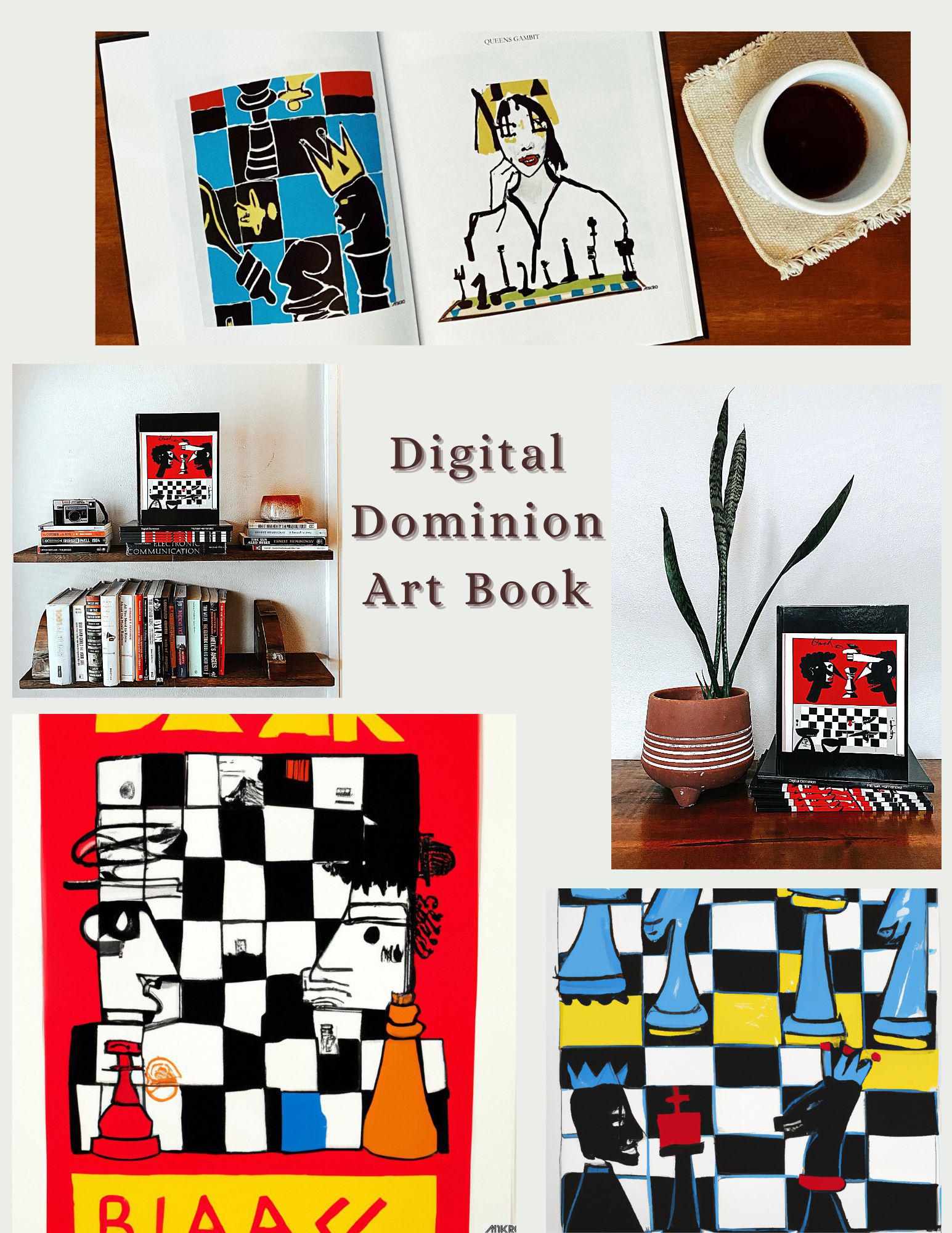 Self published coffee table art book Digital Dominion. Many chess