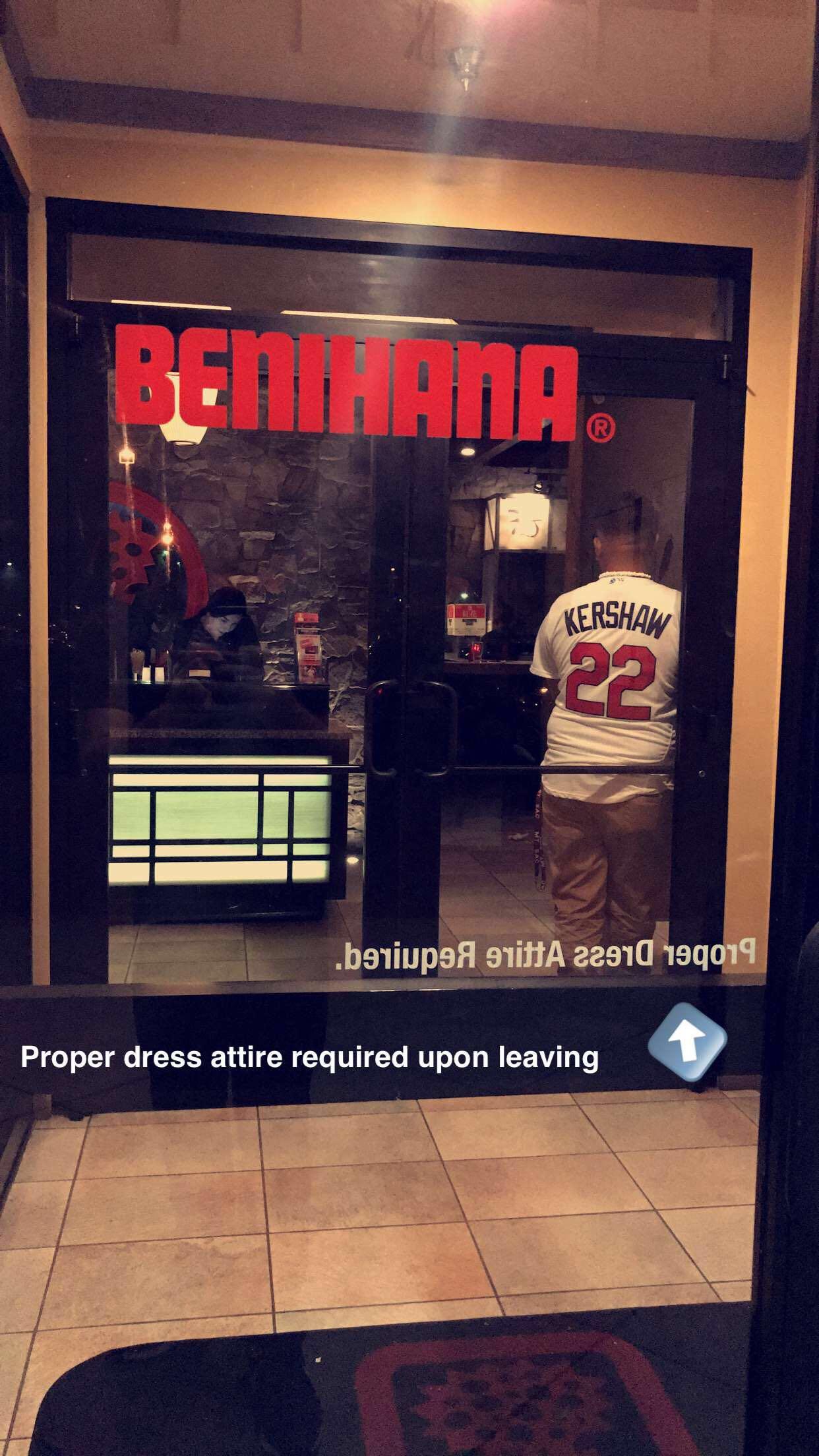 This Benihana requires proper dress attire upon leaving their