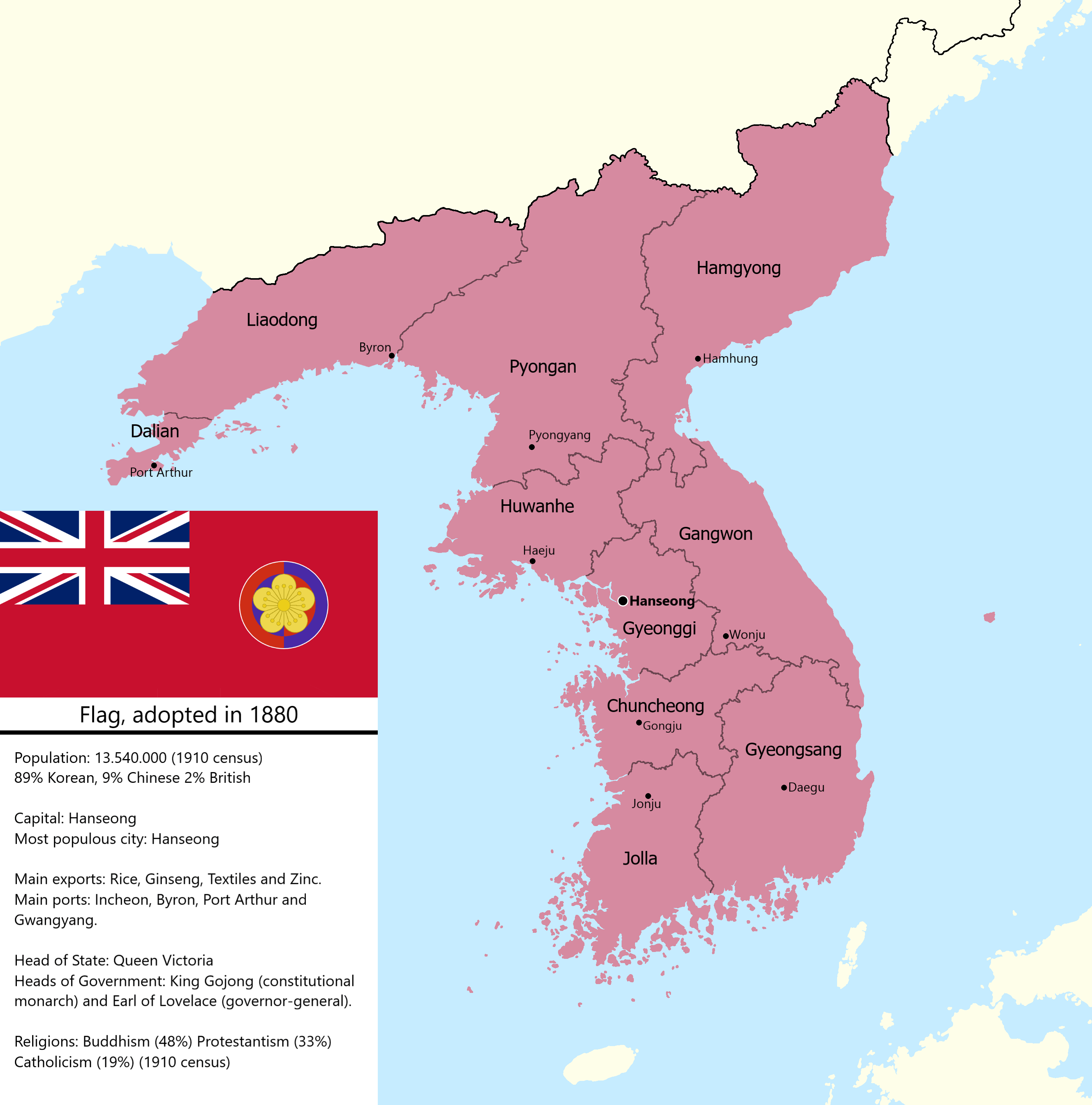 The Dominion of Korea 1910 r/imaginarymaps
