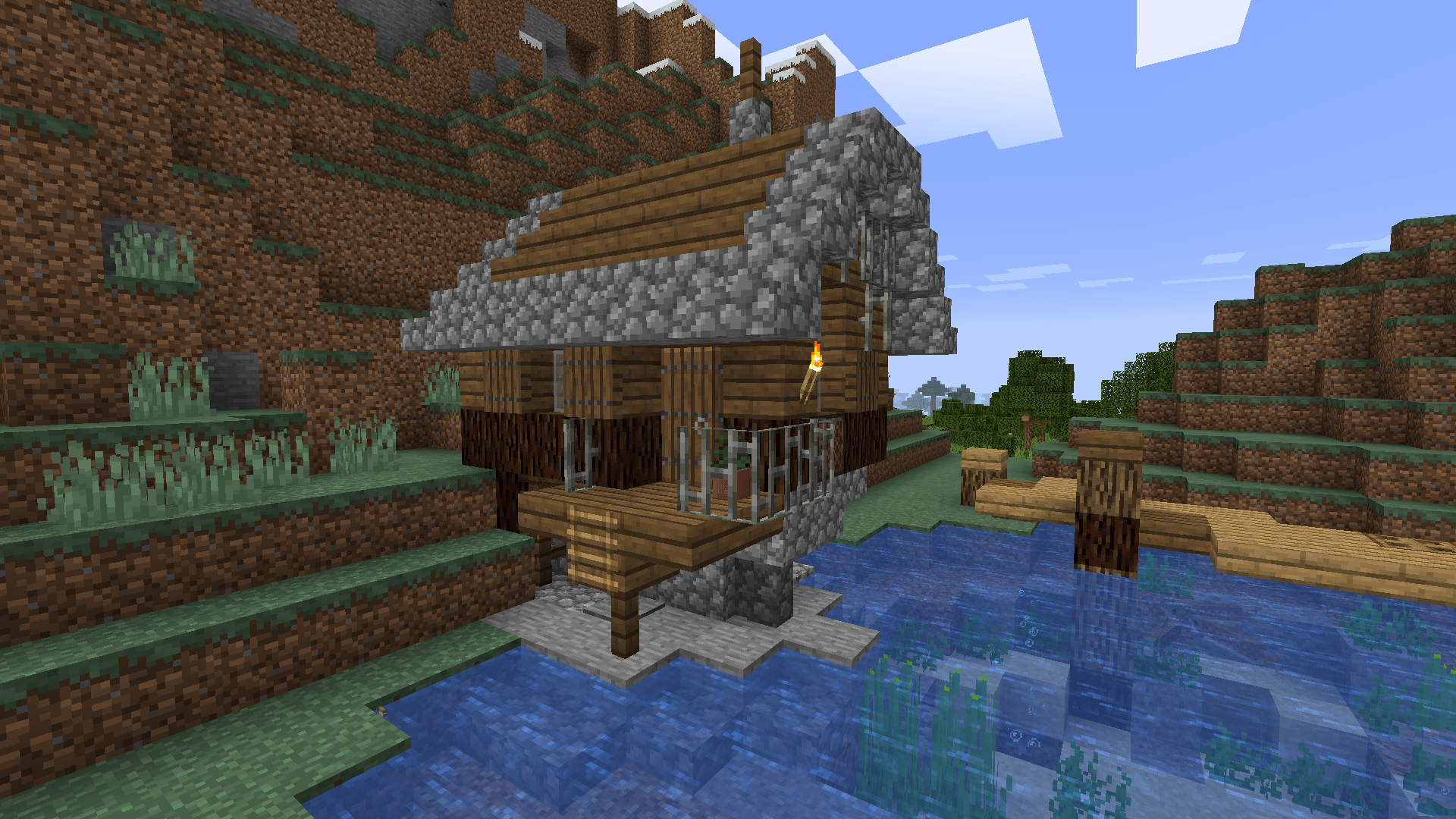 The fishing hut that I built in my Let's Play world album in the