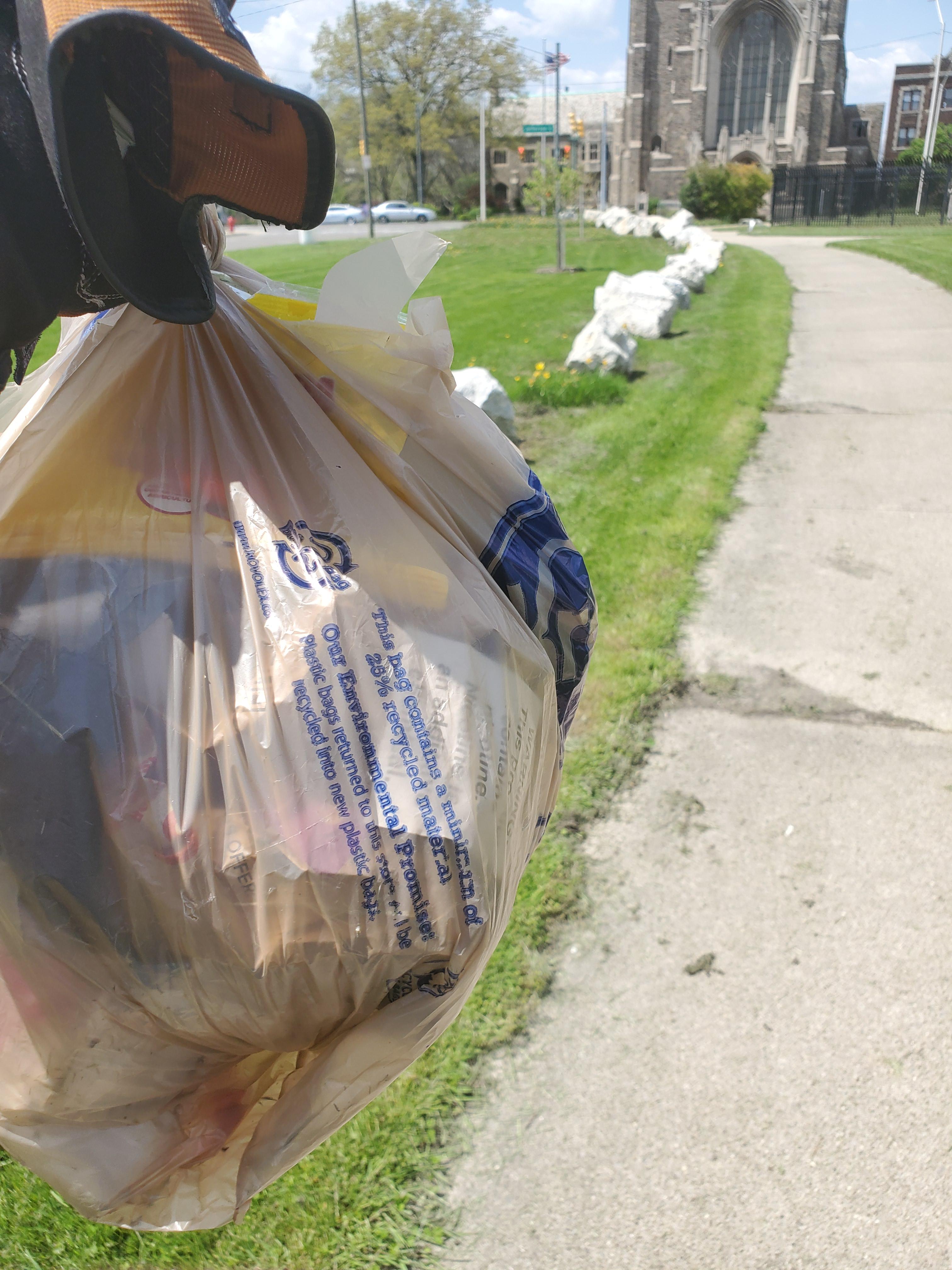 Walked around my local park for 30 minutes. Picked up enough trash to