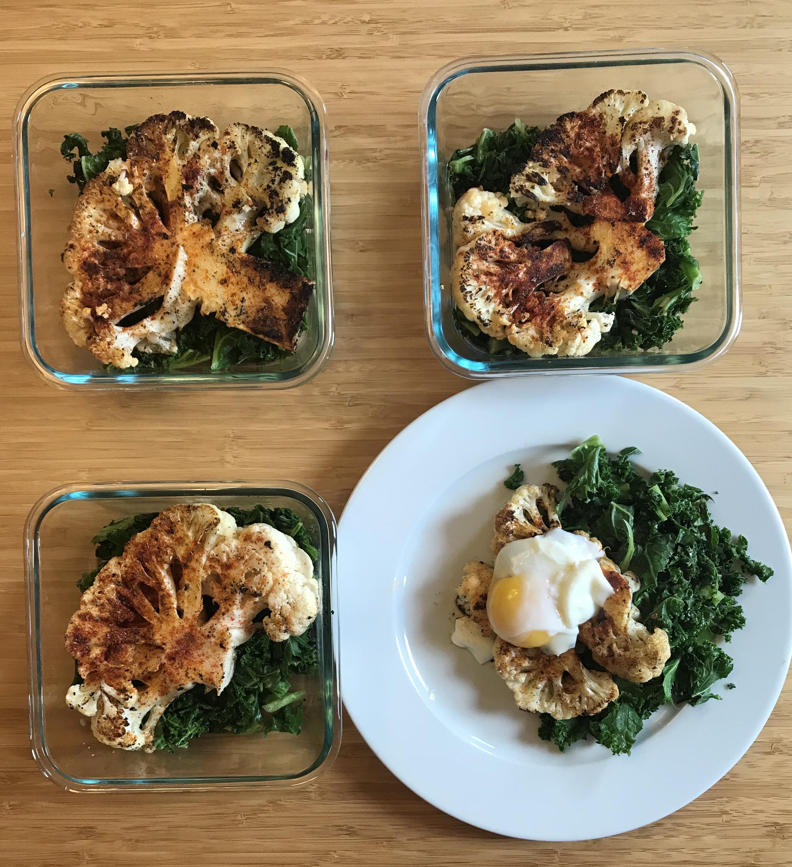 Cauliflower Steak and Eggs r/MealPrepSunday