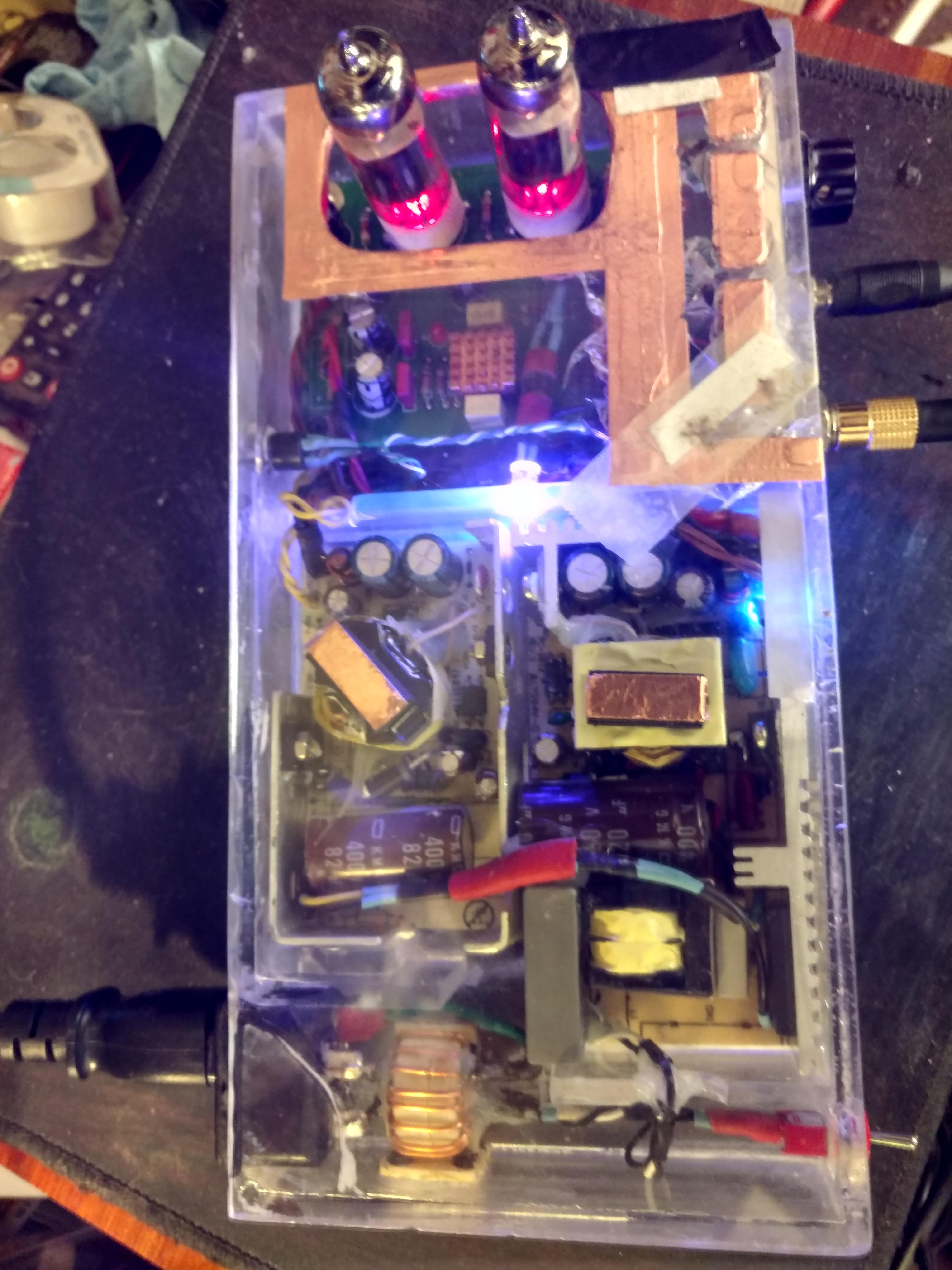 A better picture of my LED and tubes amp It's a cheap kit and scrap