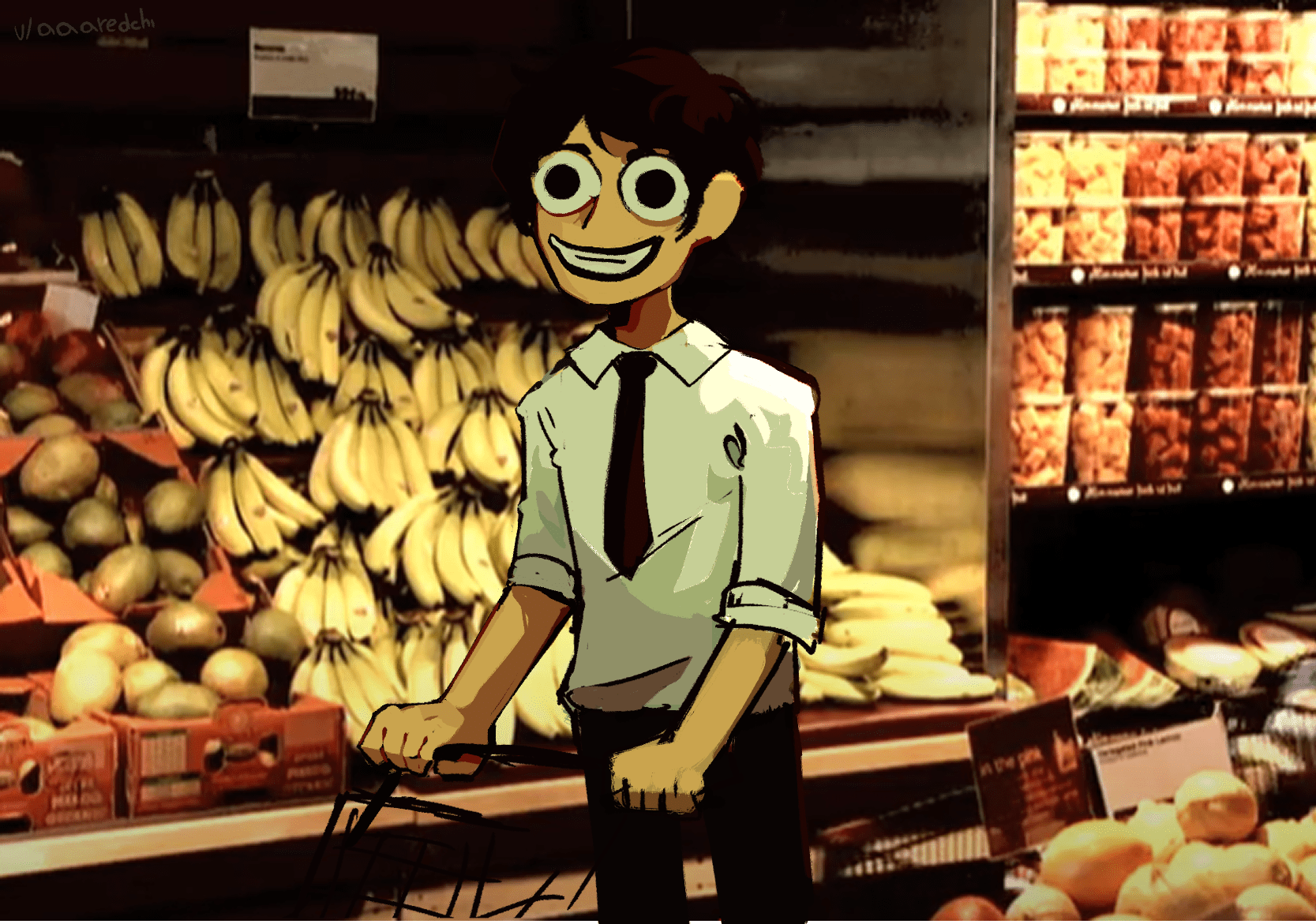 i tried to draw the banana man but he just looks like hes having an