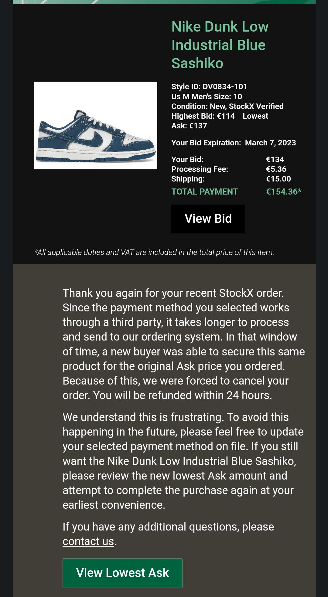 So i ordered this shoes and got a mail a couple minutes later that i