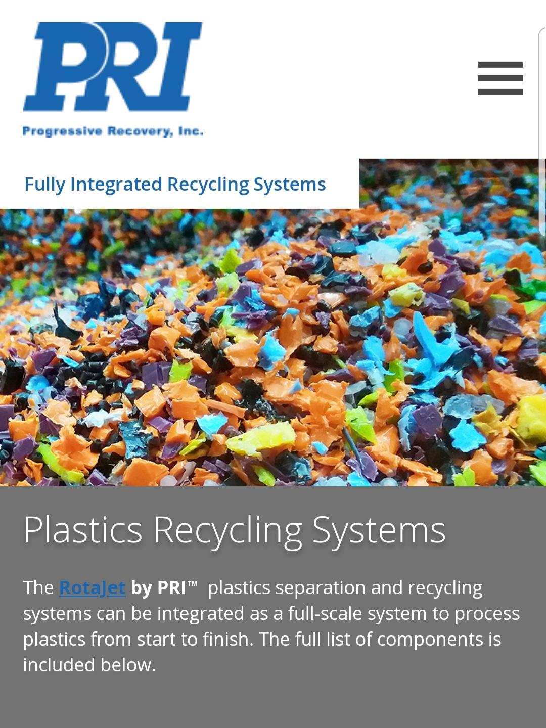 Plastics recycling USA. Progressive Recovery Inc. are our working