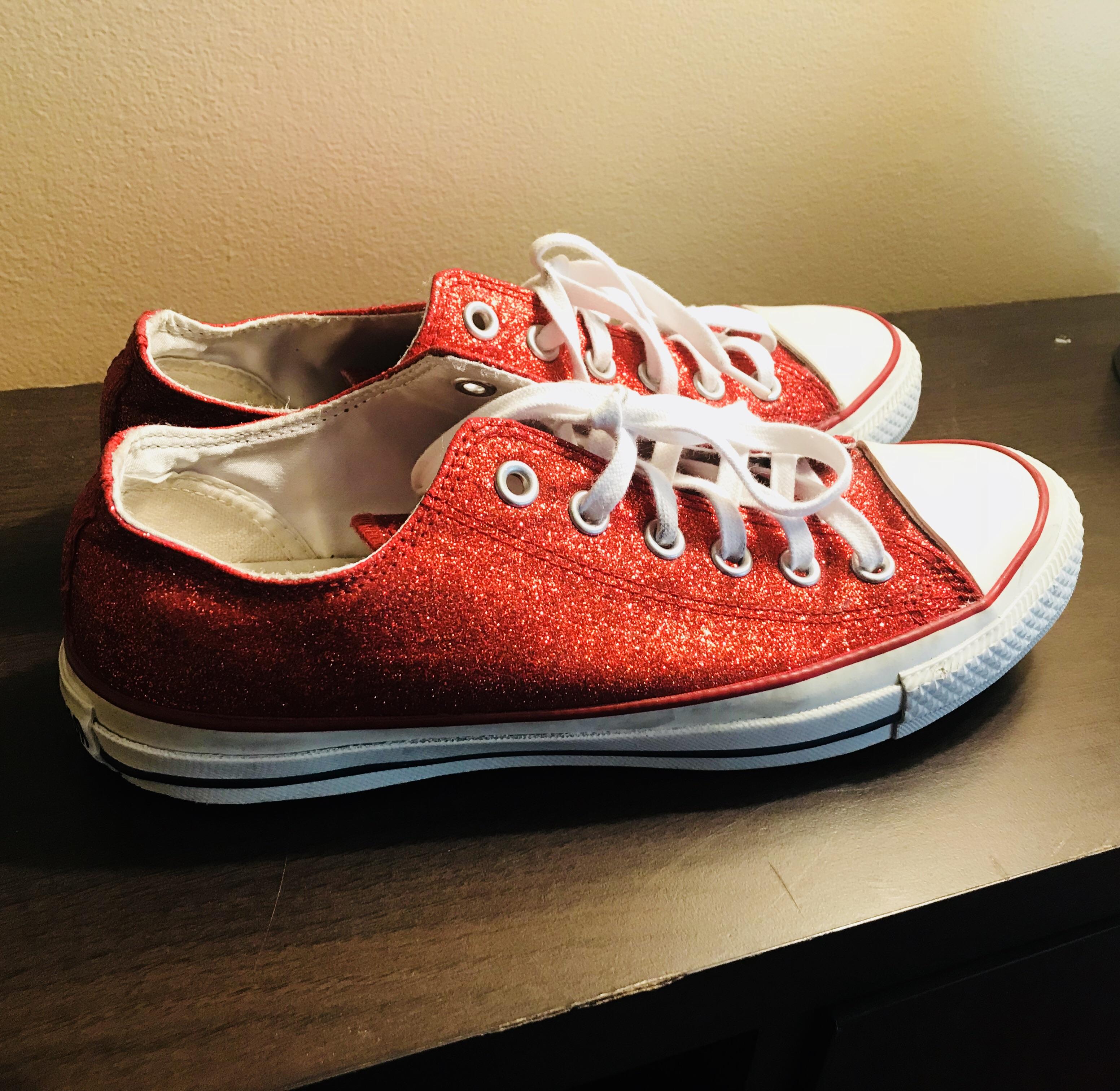 Ruby red glitter converse , 5.00 . r/ThriftStoreHauls