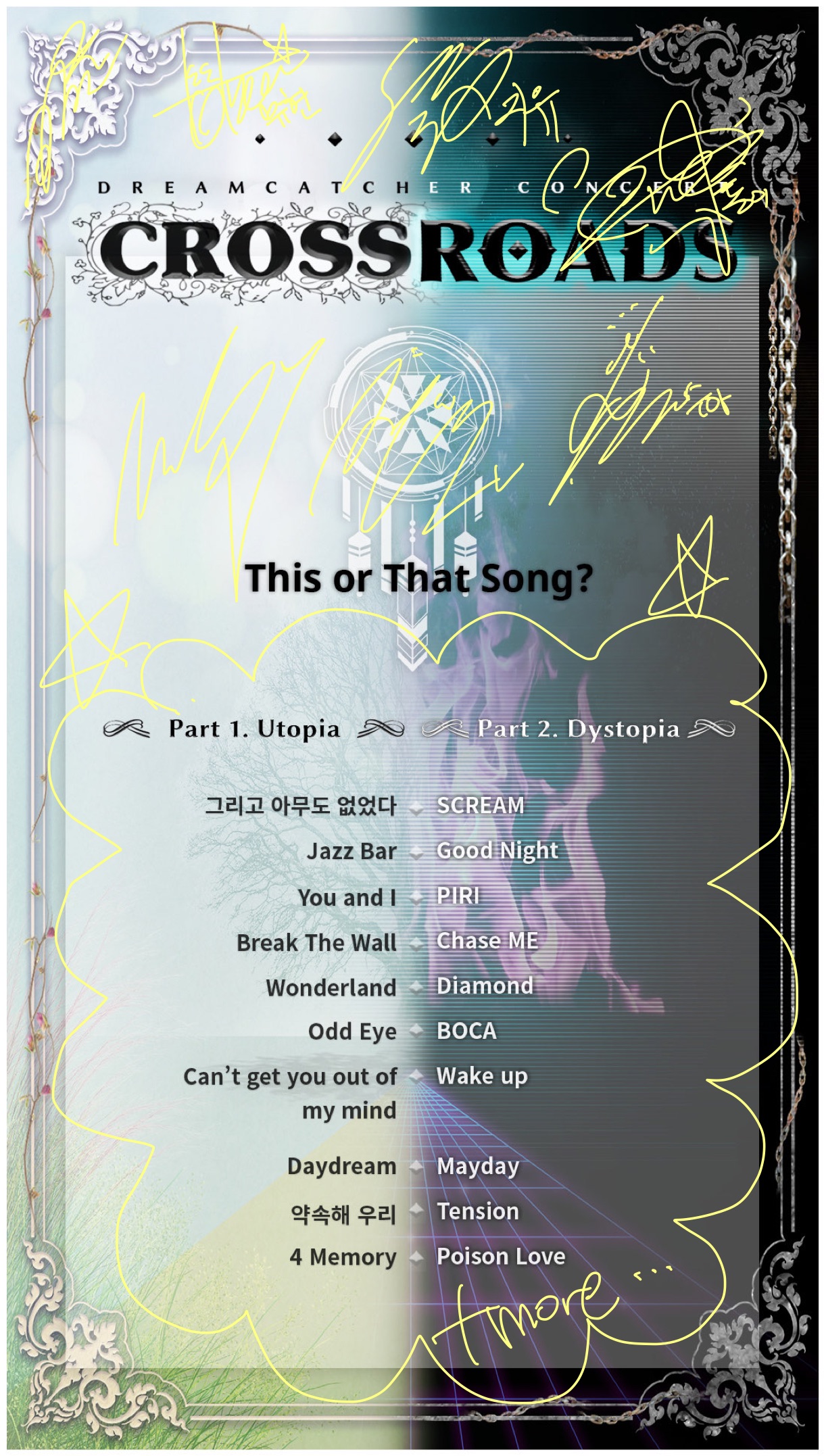 Dreamcatcher MyMusicTaste 'Crossroads' Online Concert Setlist Hint