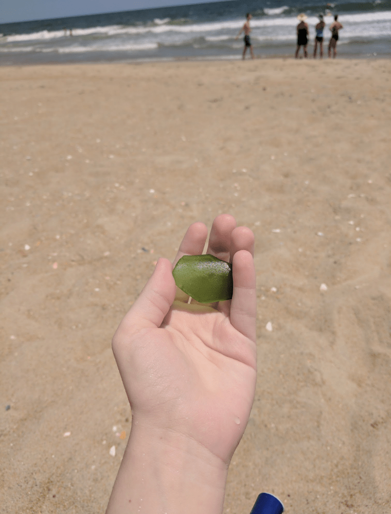 Huge chunk of green sea glass! Found in the Outer Banks a few years