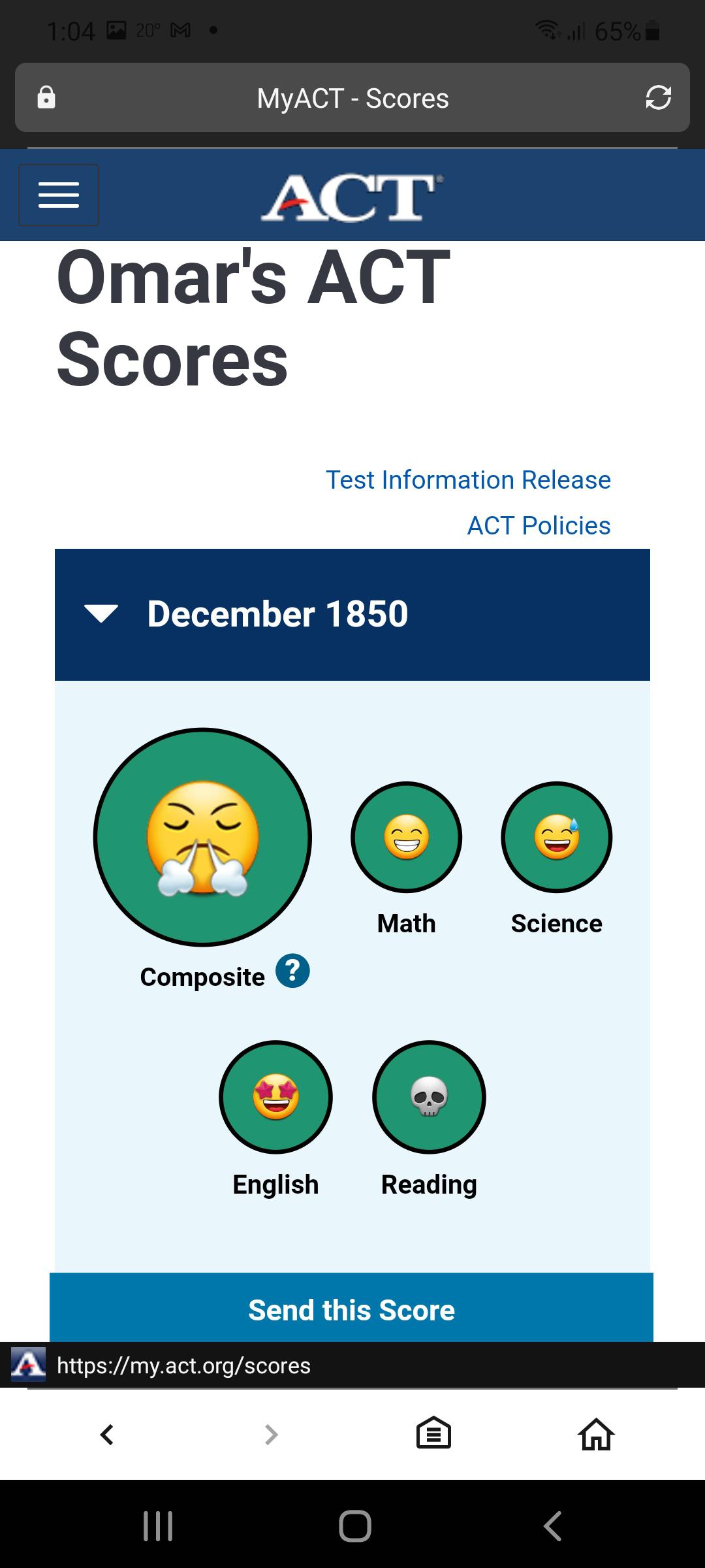 How the ACT was scored back in 1850, when the test was only given