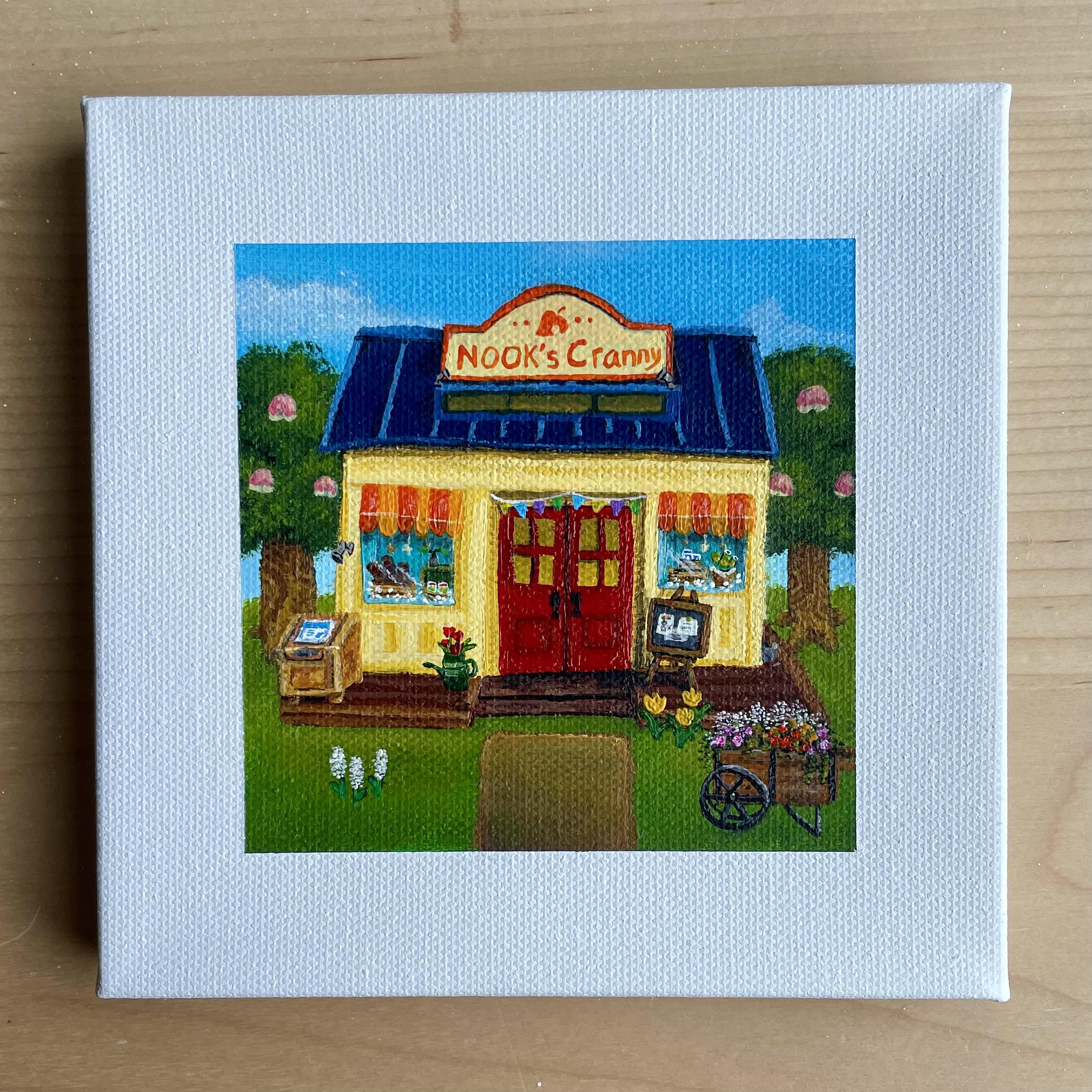 My painting of Nook’s Cranny! 🤗🍃 Acrylic on 6x6 canvas r/AnimalCrossing