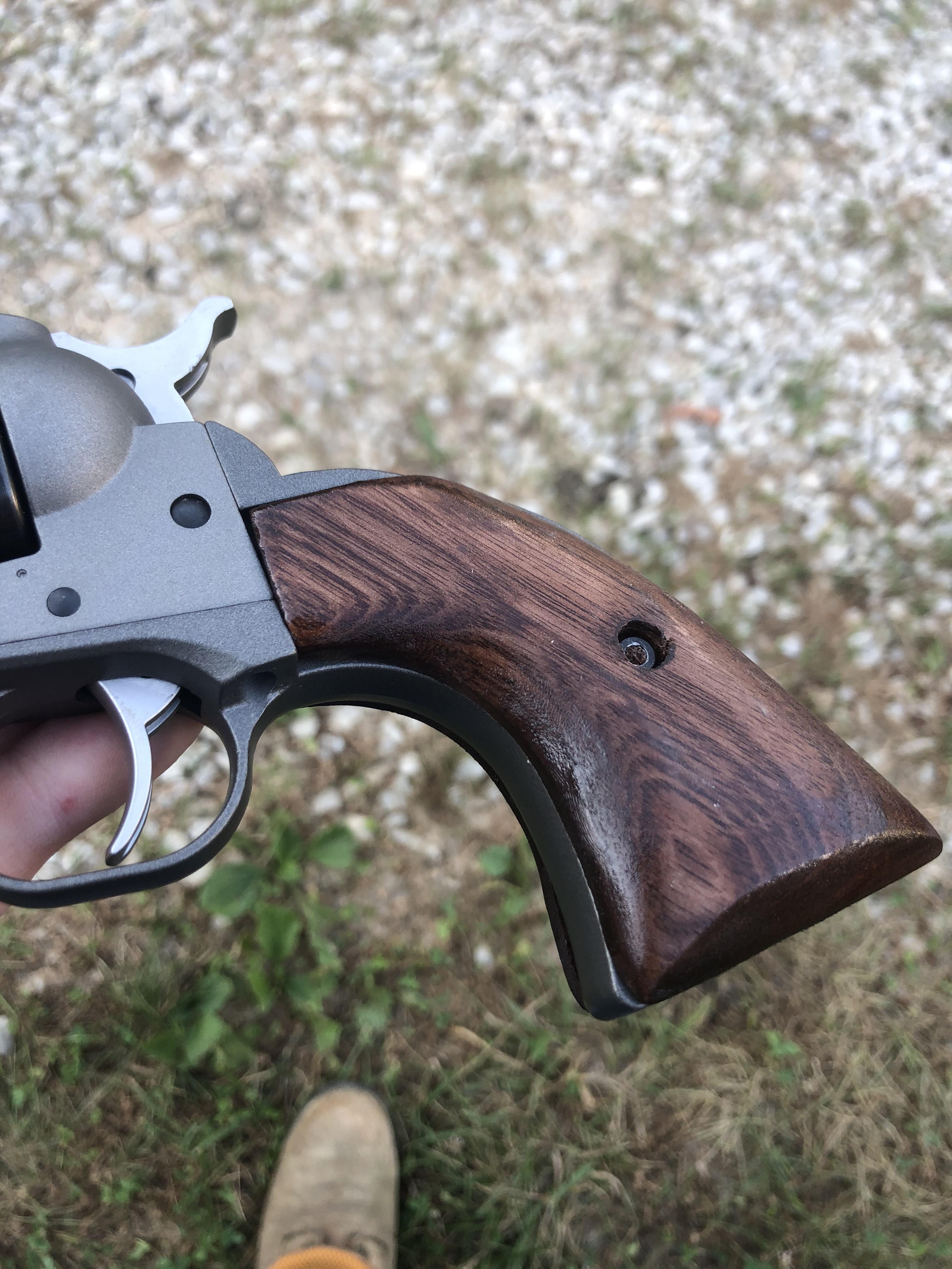 made these grips for my ruger wrangler quite a while ago, and to