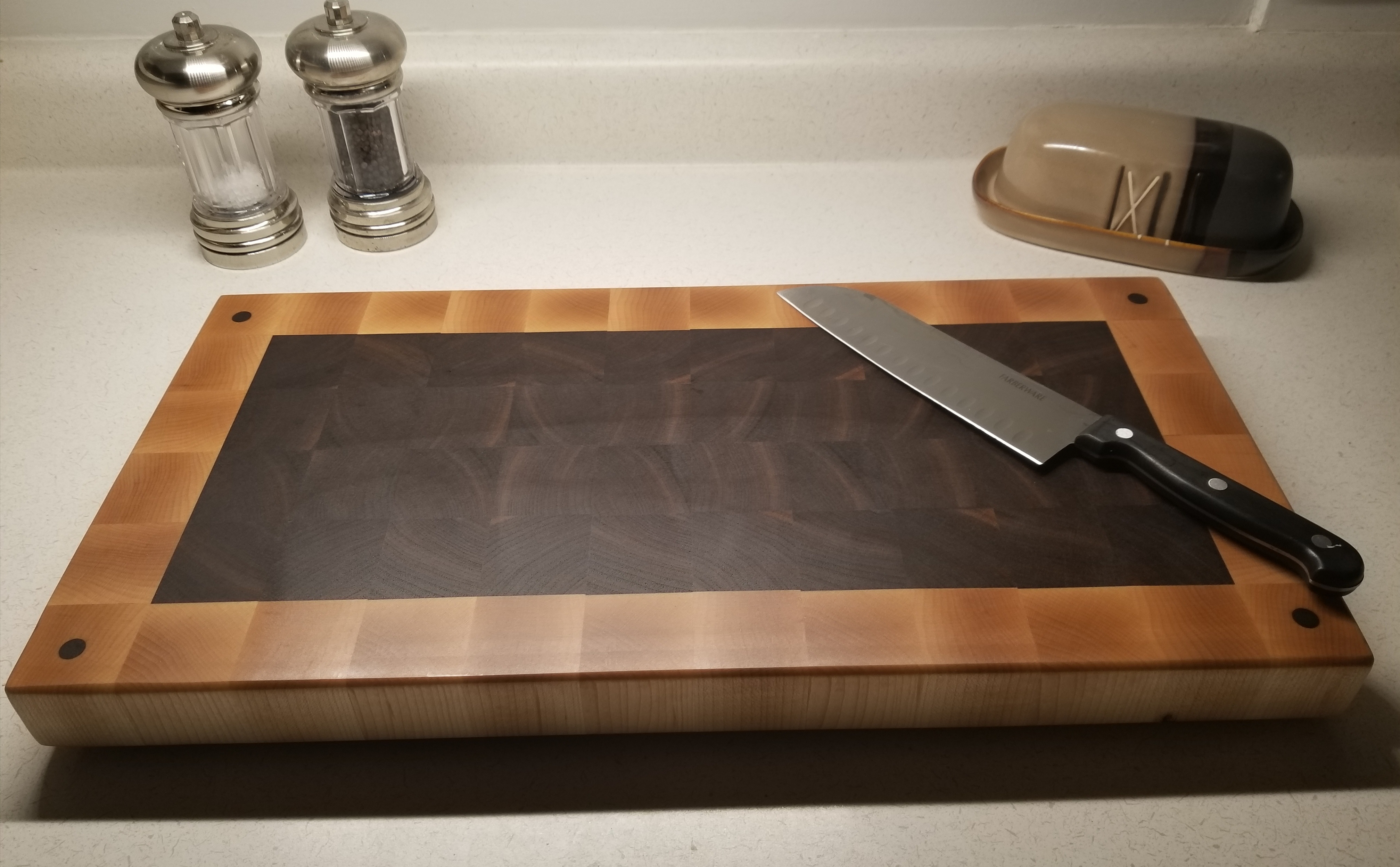 My First Cutting Board maple and walnut endgrain r/woodworking